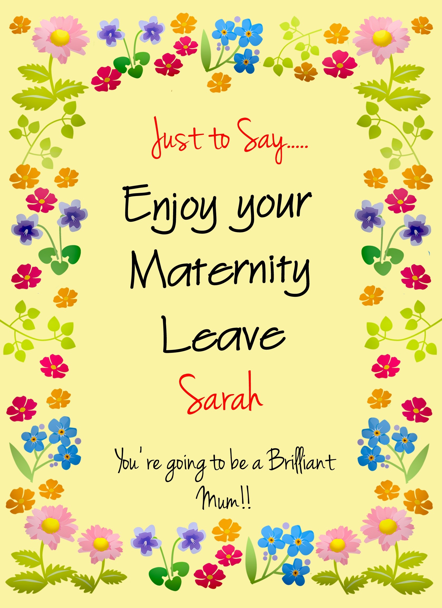 Personalised Maternity Leaving Baby Pregnancy Card (Flower)