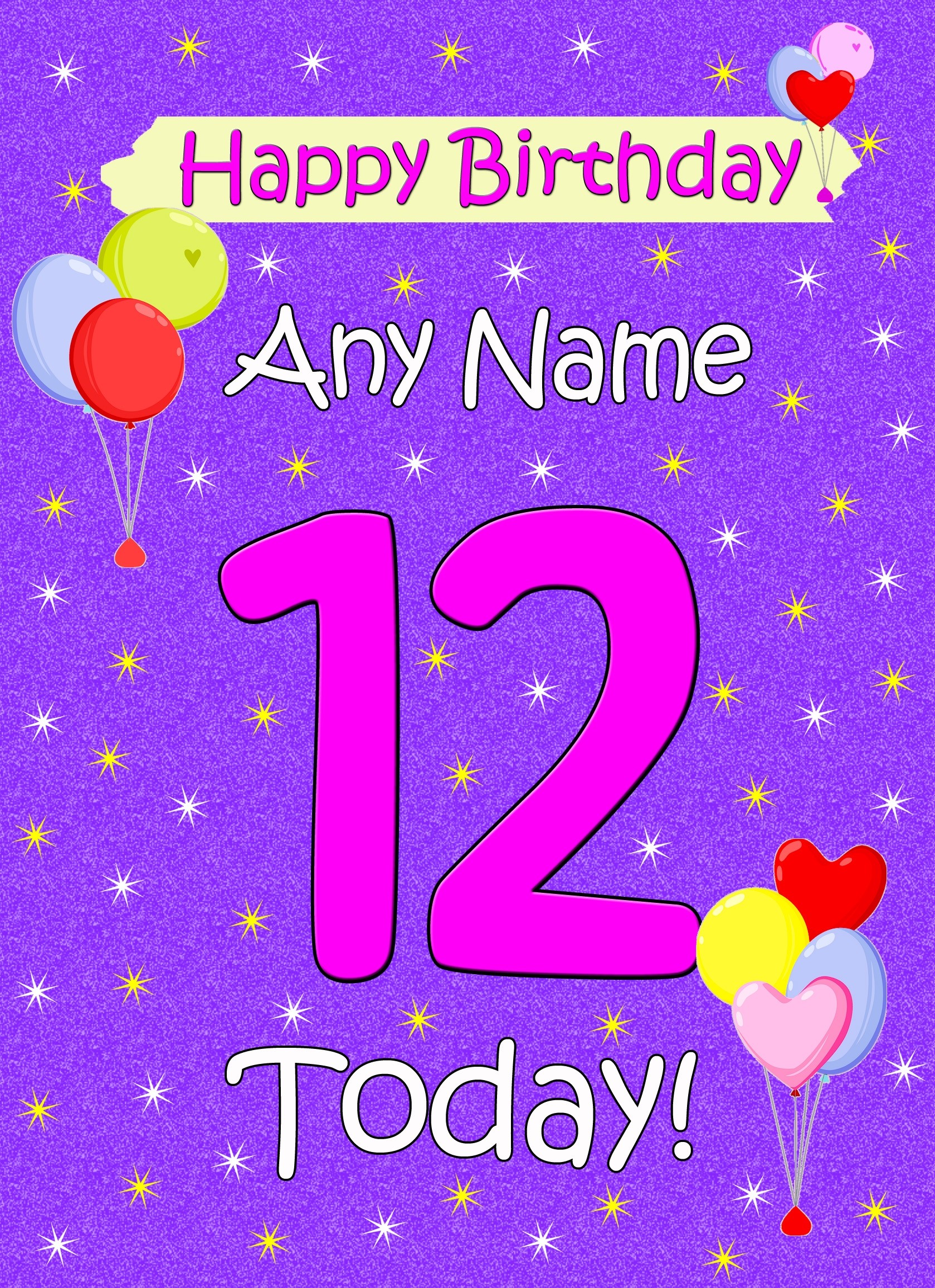 Personalised 12th Birthday Card (Lilac)