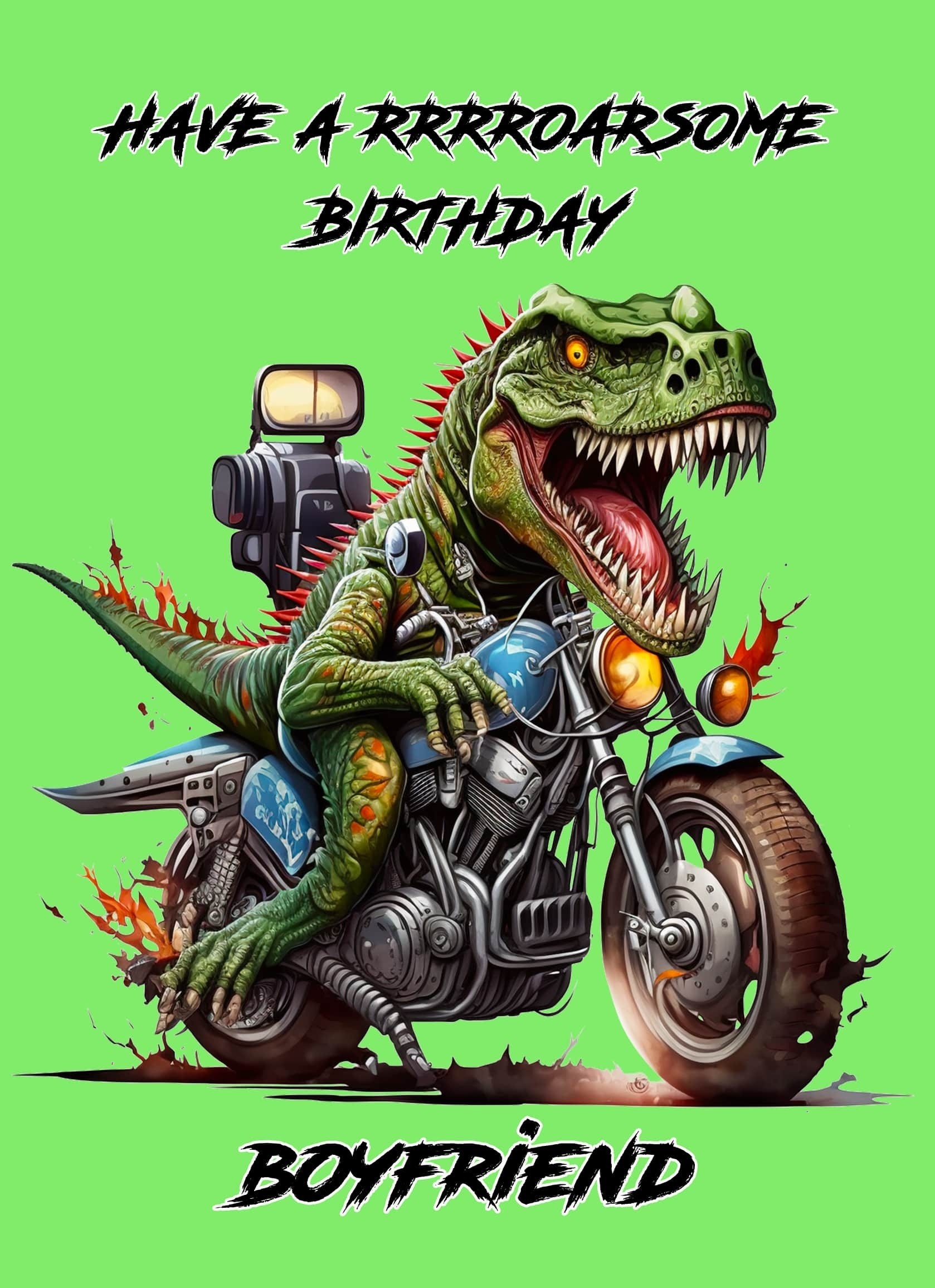 Dinosaur Funny Birthday Card for Boyfriend