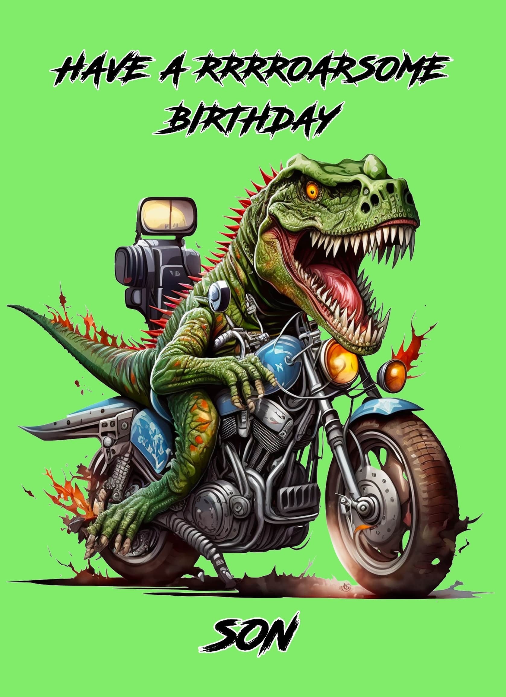 Dinosaur Funny Birthday Card for Son