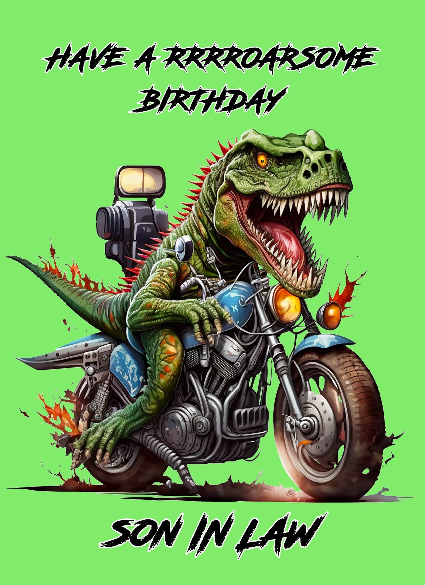 Dinosaur Funny Birthday Card for Son in Law