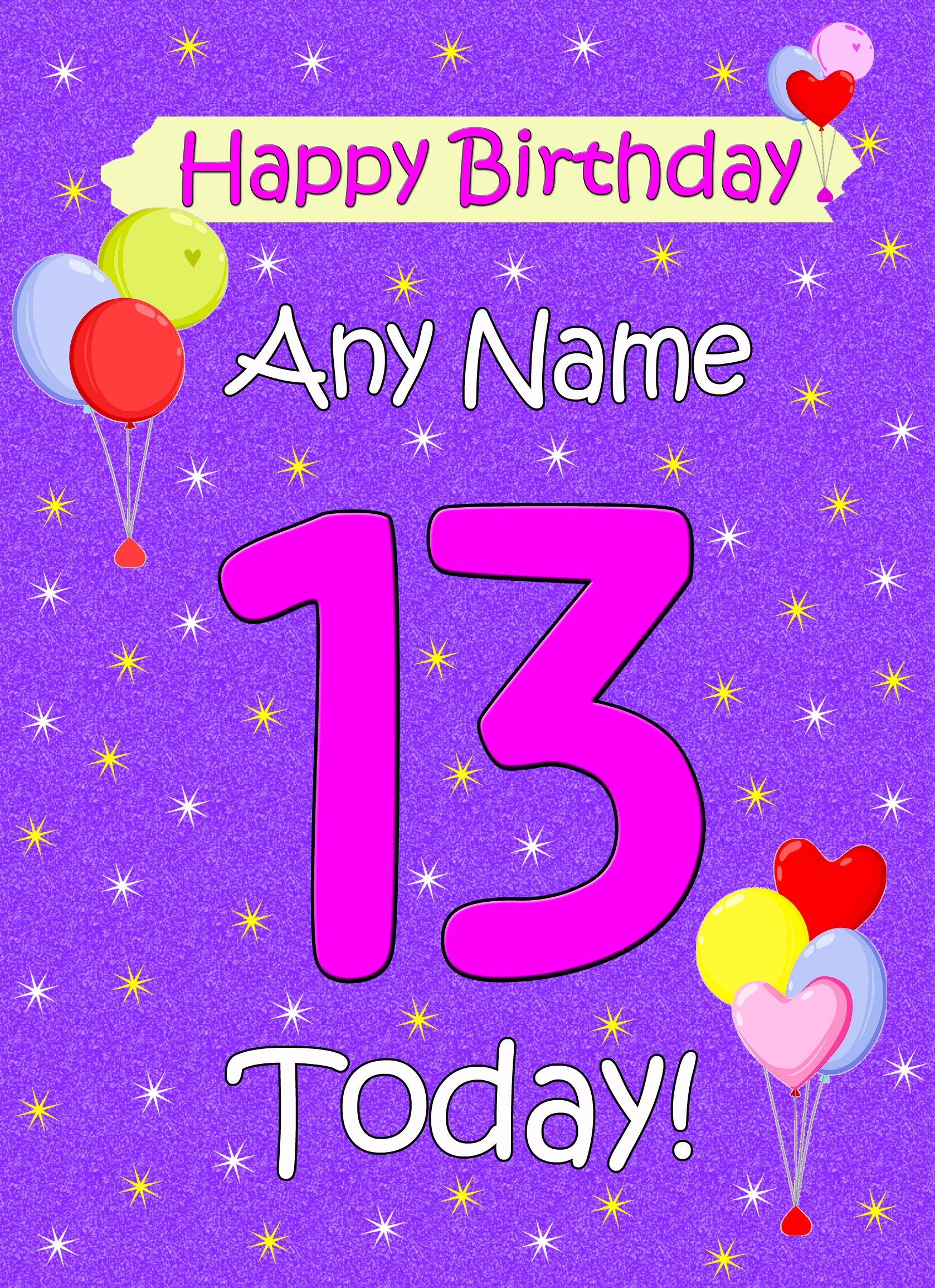 Personalised 13th Birthday Card (Lilac)