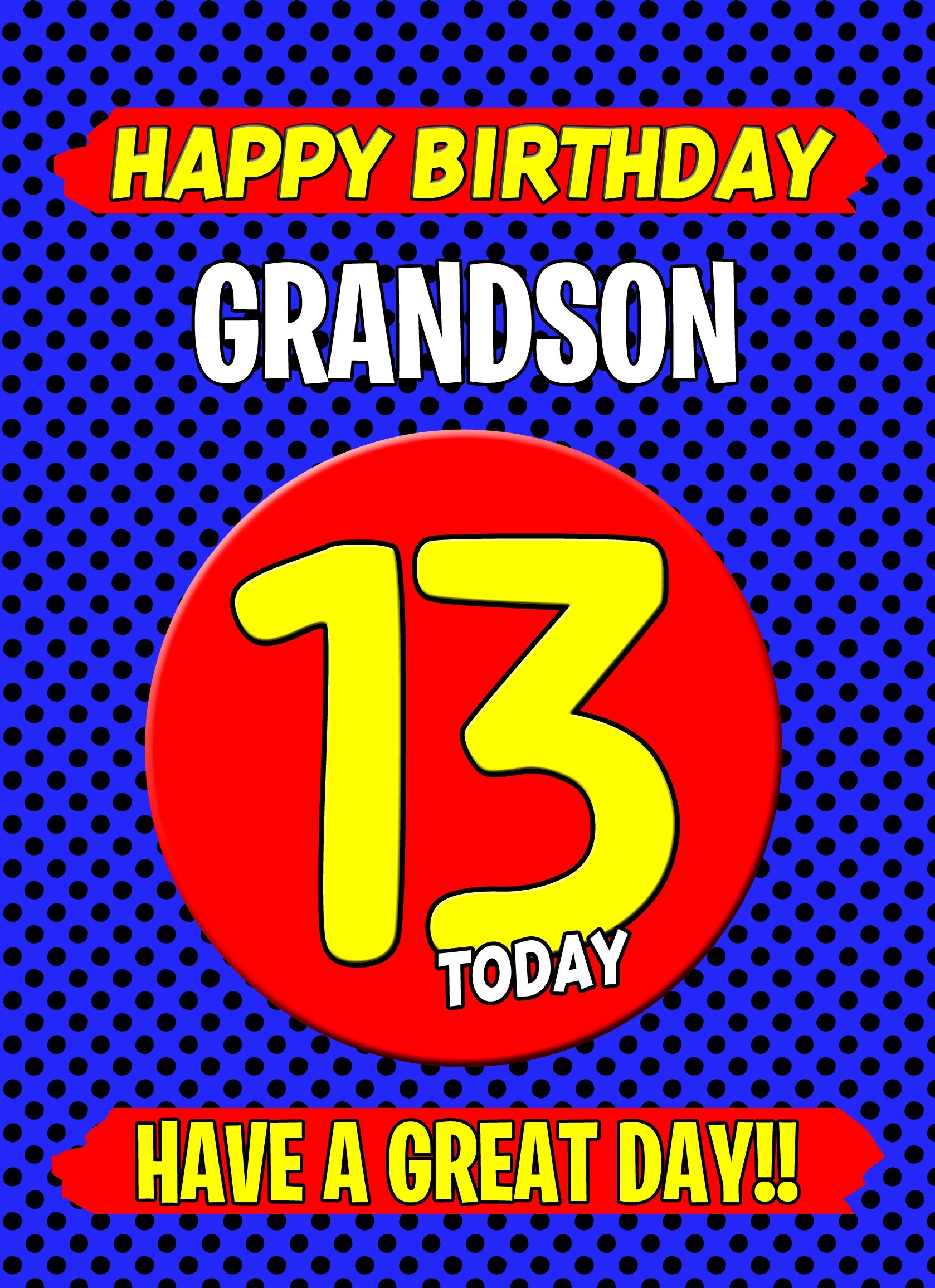 Grandson 13th Birthday Card (Blue)