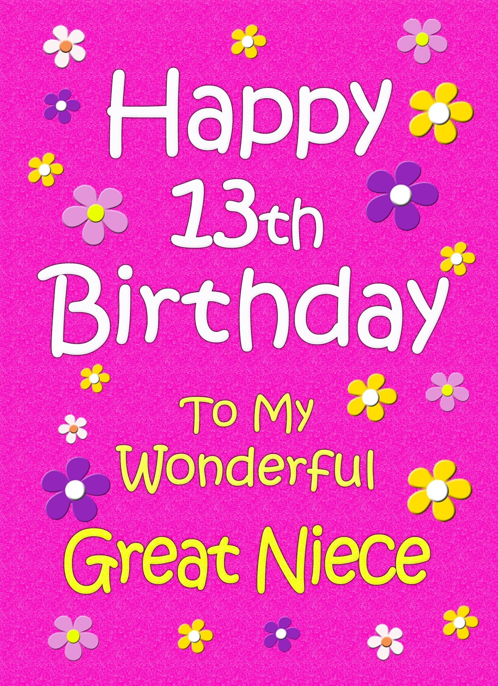 Great Niece 13th Birthday Card (Pink)