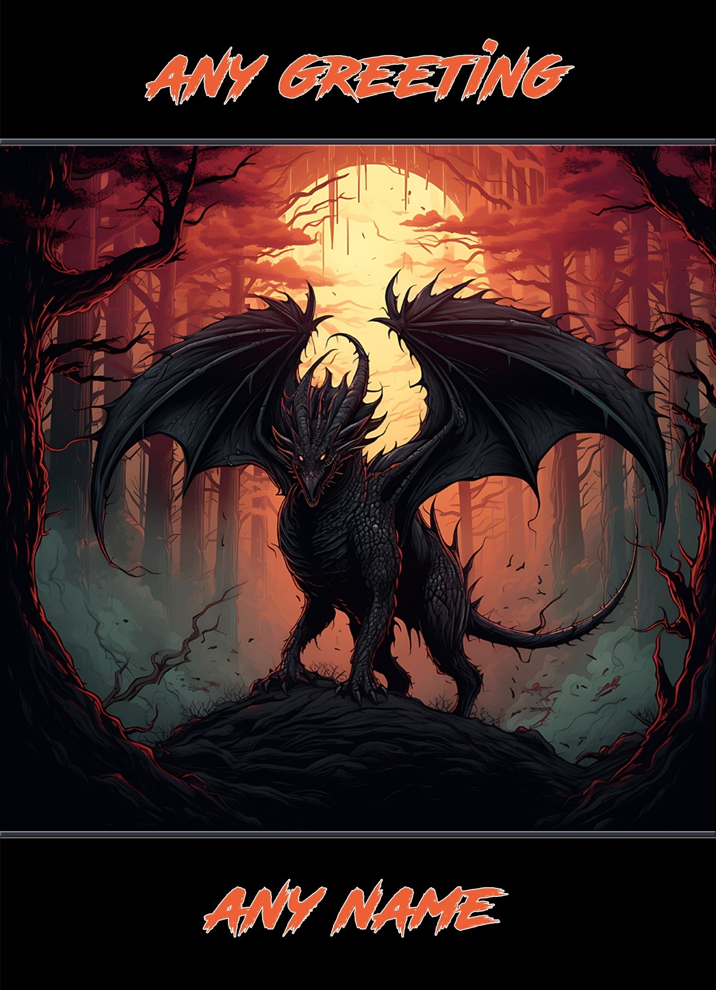 Personalised Fantasy Art Dragon Greeting Card (Design 13)