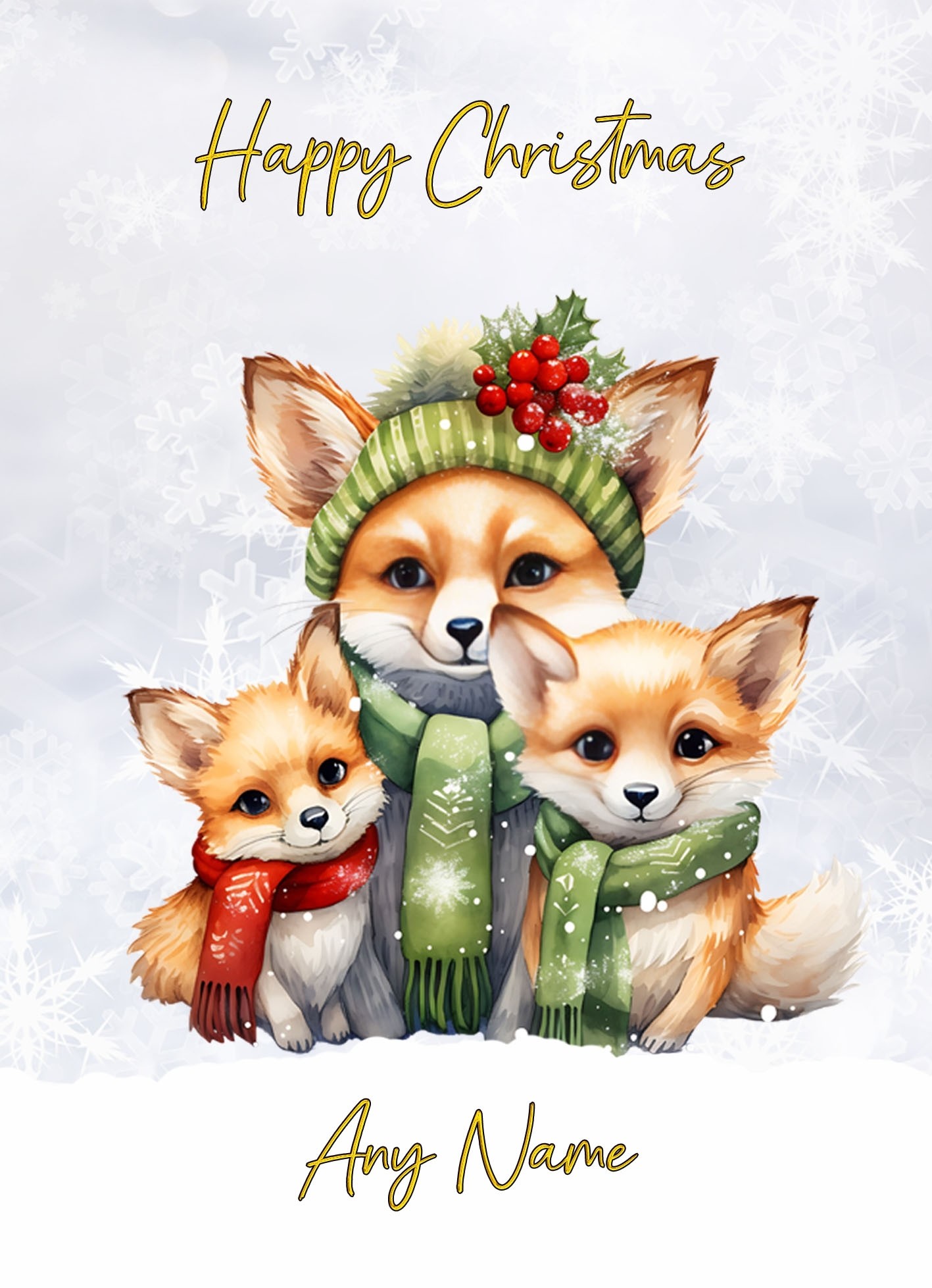 Personalised Fox Family Christmas Card
