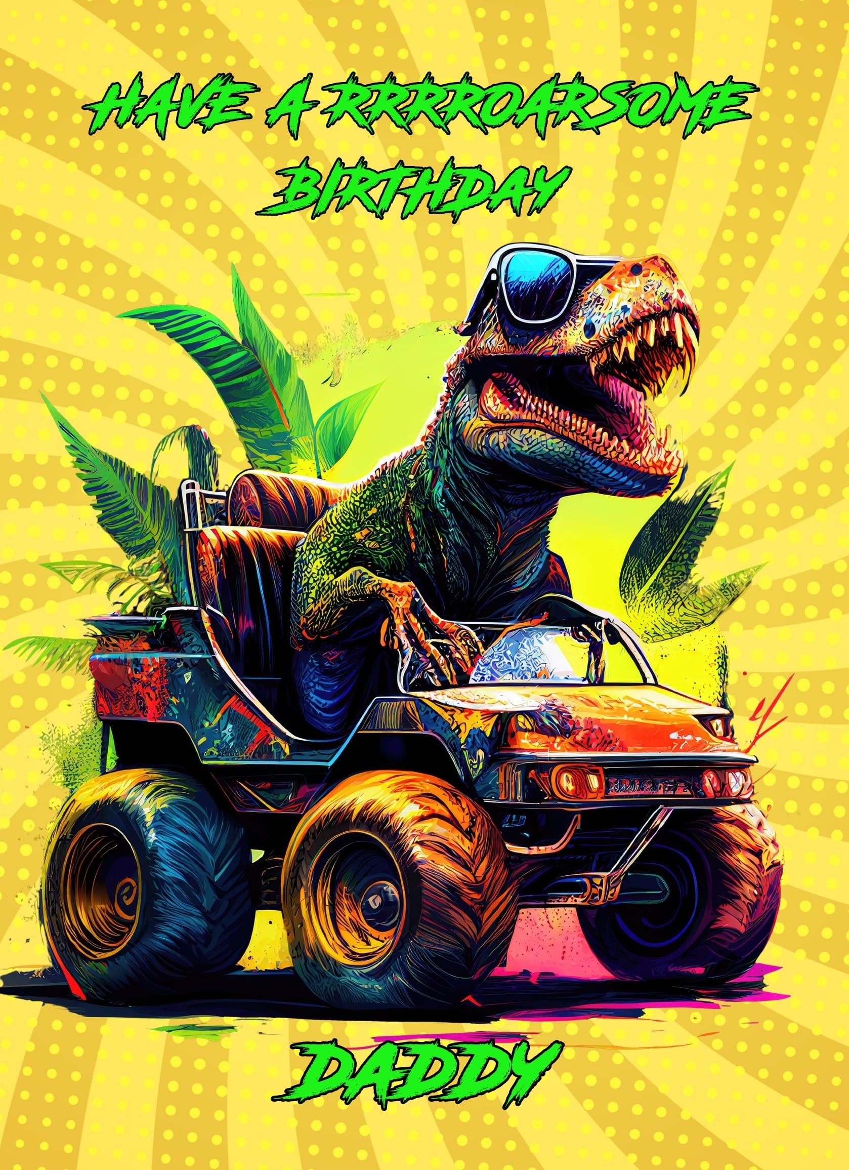 Dinosaur Funny Birthday Card for Daddy