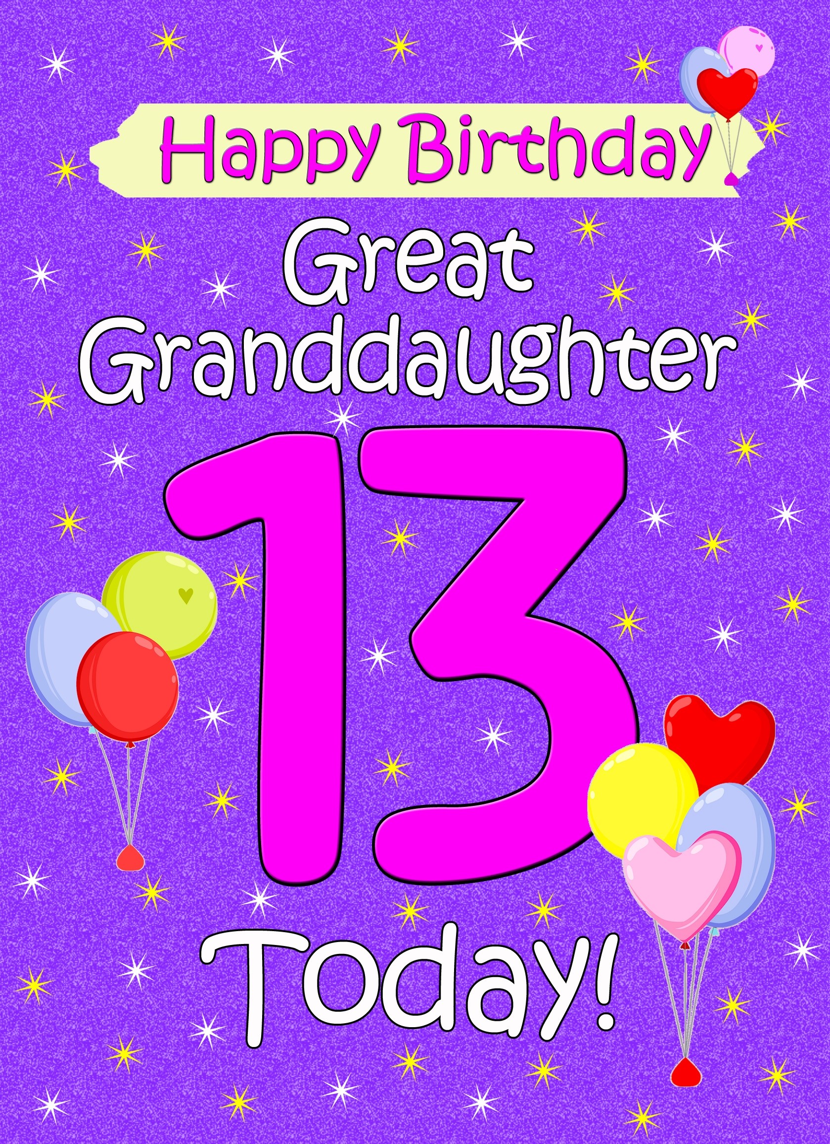 Great Granddaughter 13th Birthday Card (Lilac)