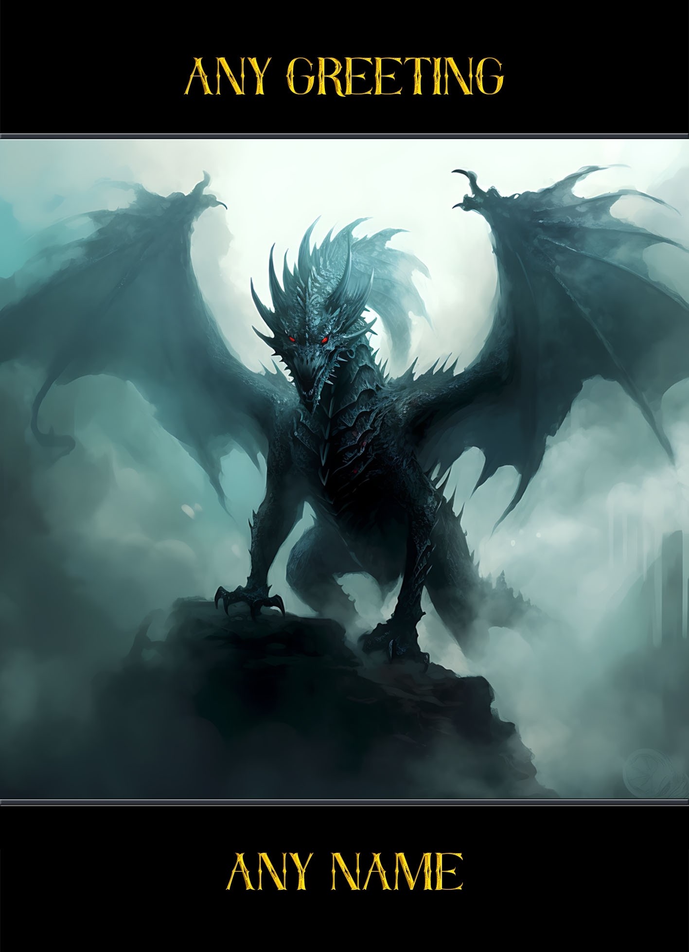 Personalised Fantasy Art Dragon Greeting Card (Design 14)