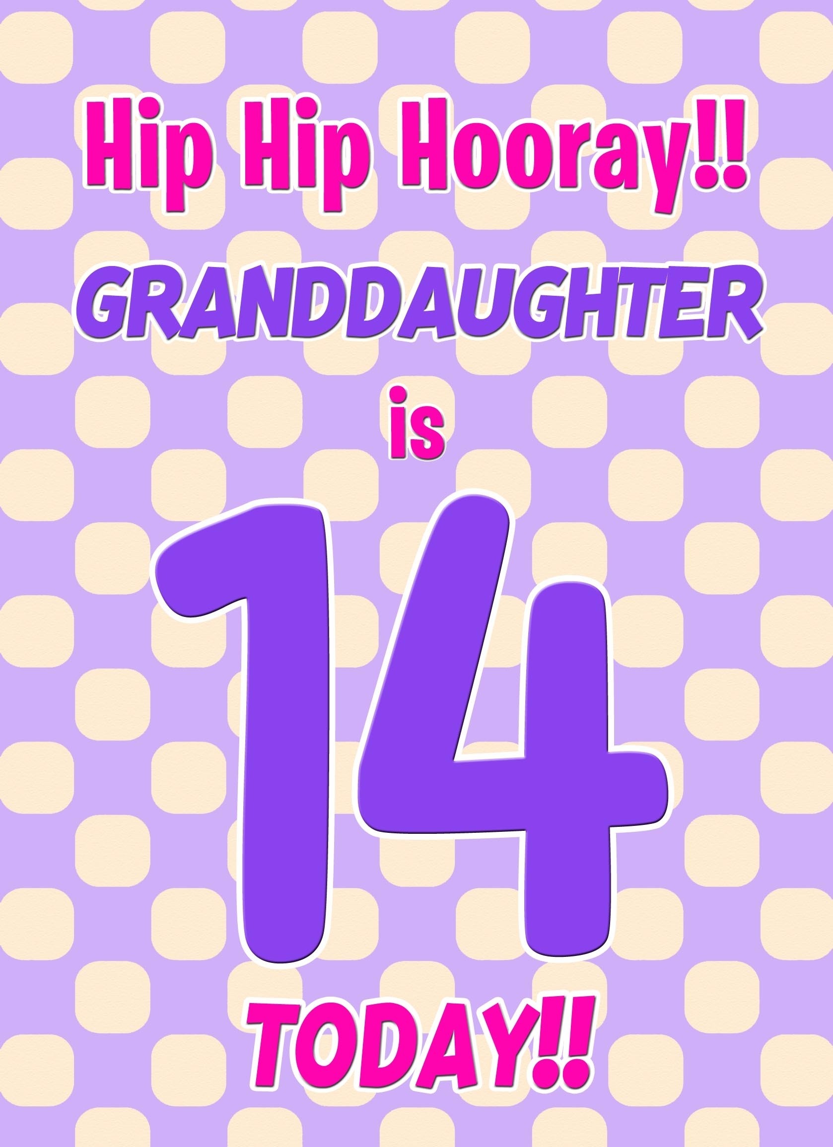Granddaughter 14th Birthday Card (Purple Spots)