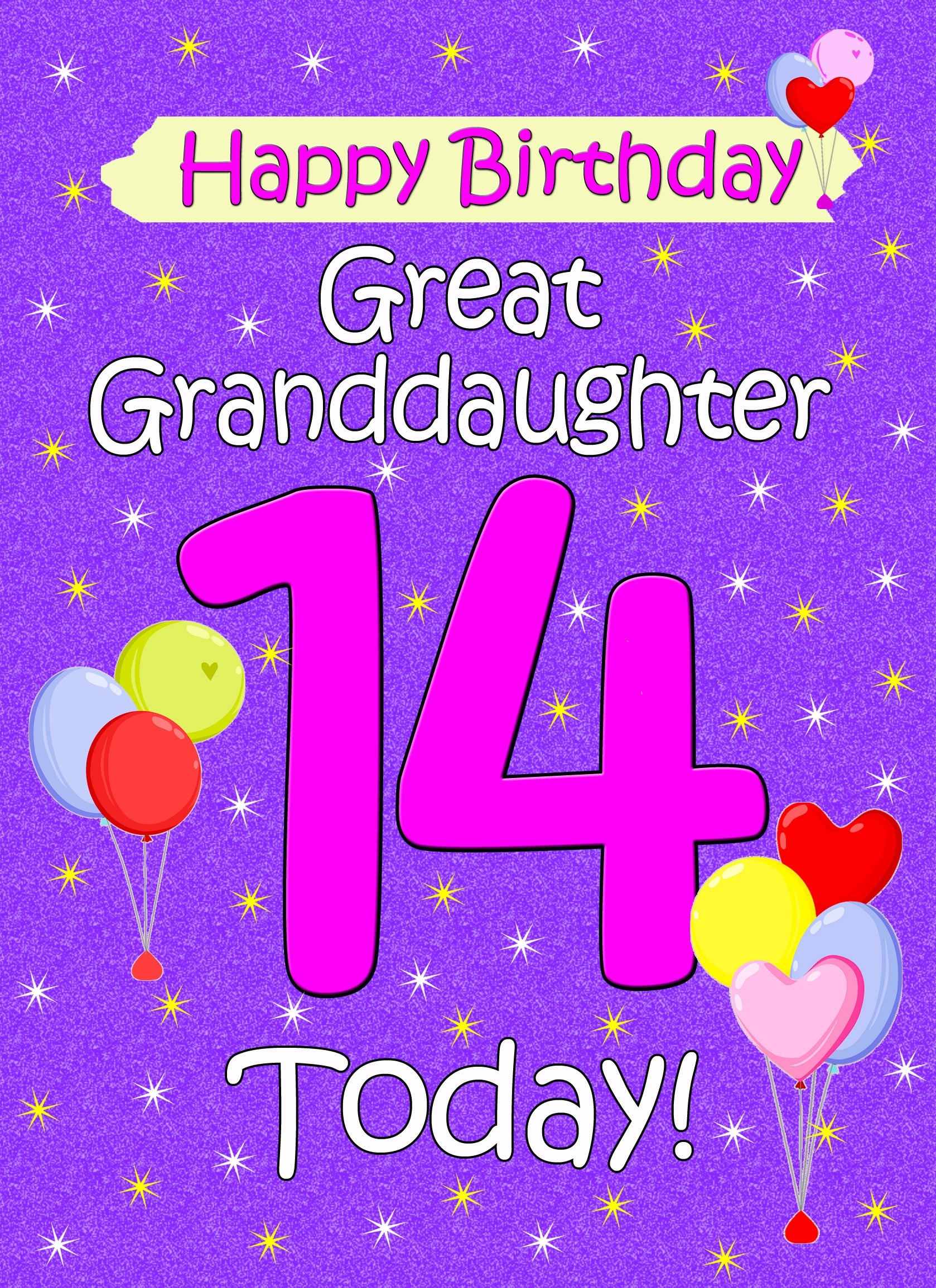 Great Granddaughter 14th Birthday Card (Lilac)
