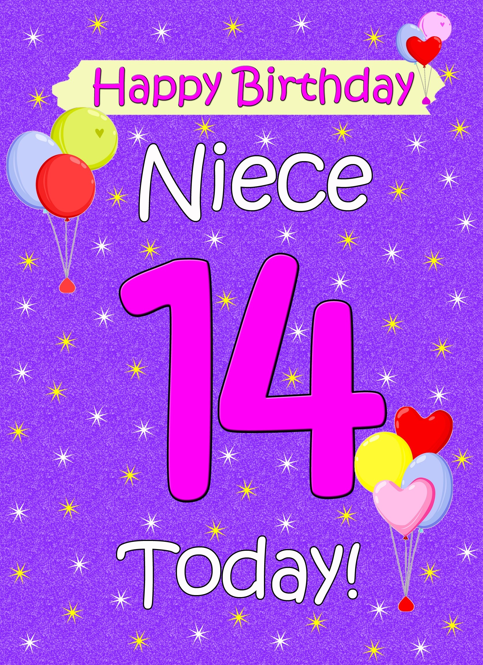Niece 14th Birthday Card (Lilac)