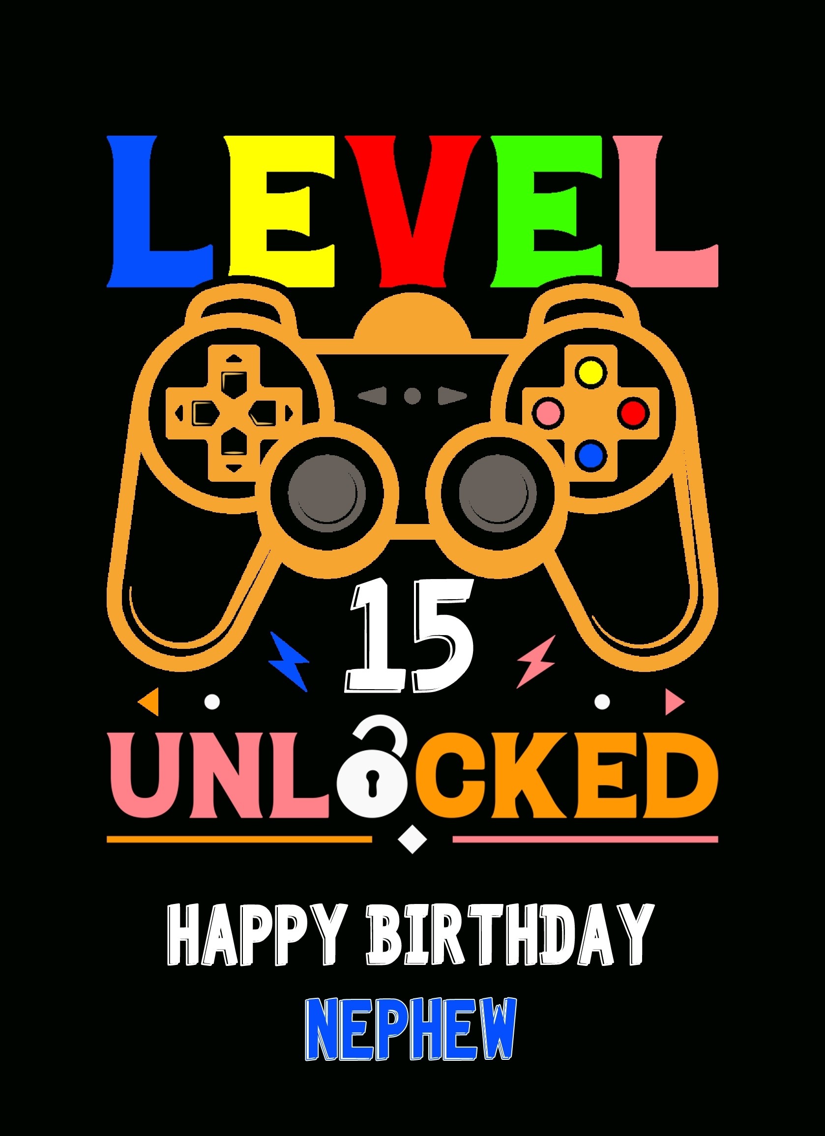 Nephew 15th Birthday Card (Gamer, Design 4)