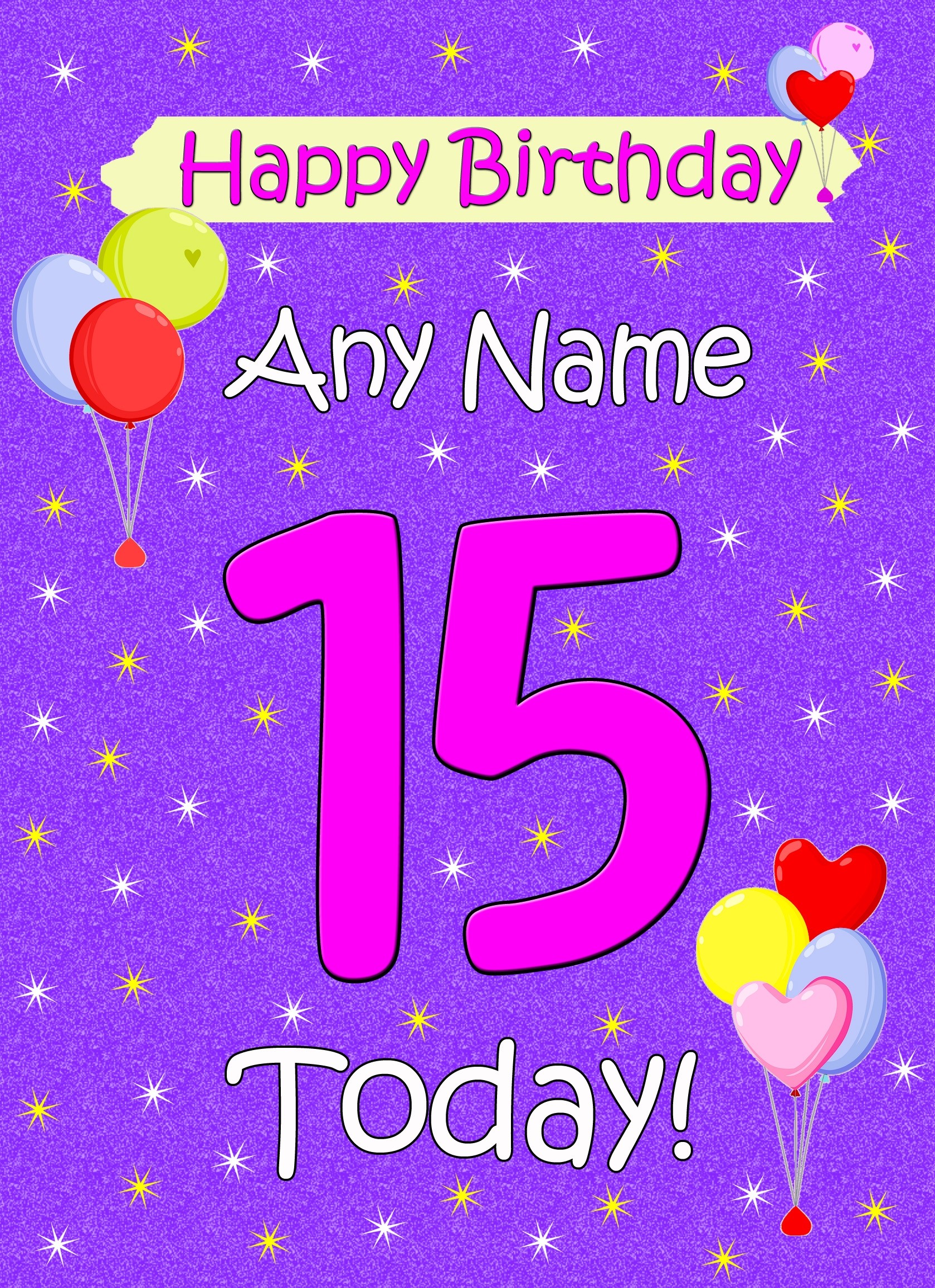 Personalised 15th Birthday Card (Lilac)
