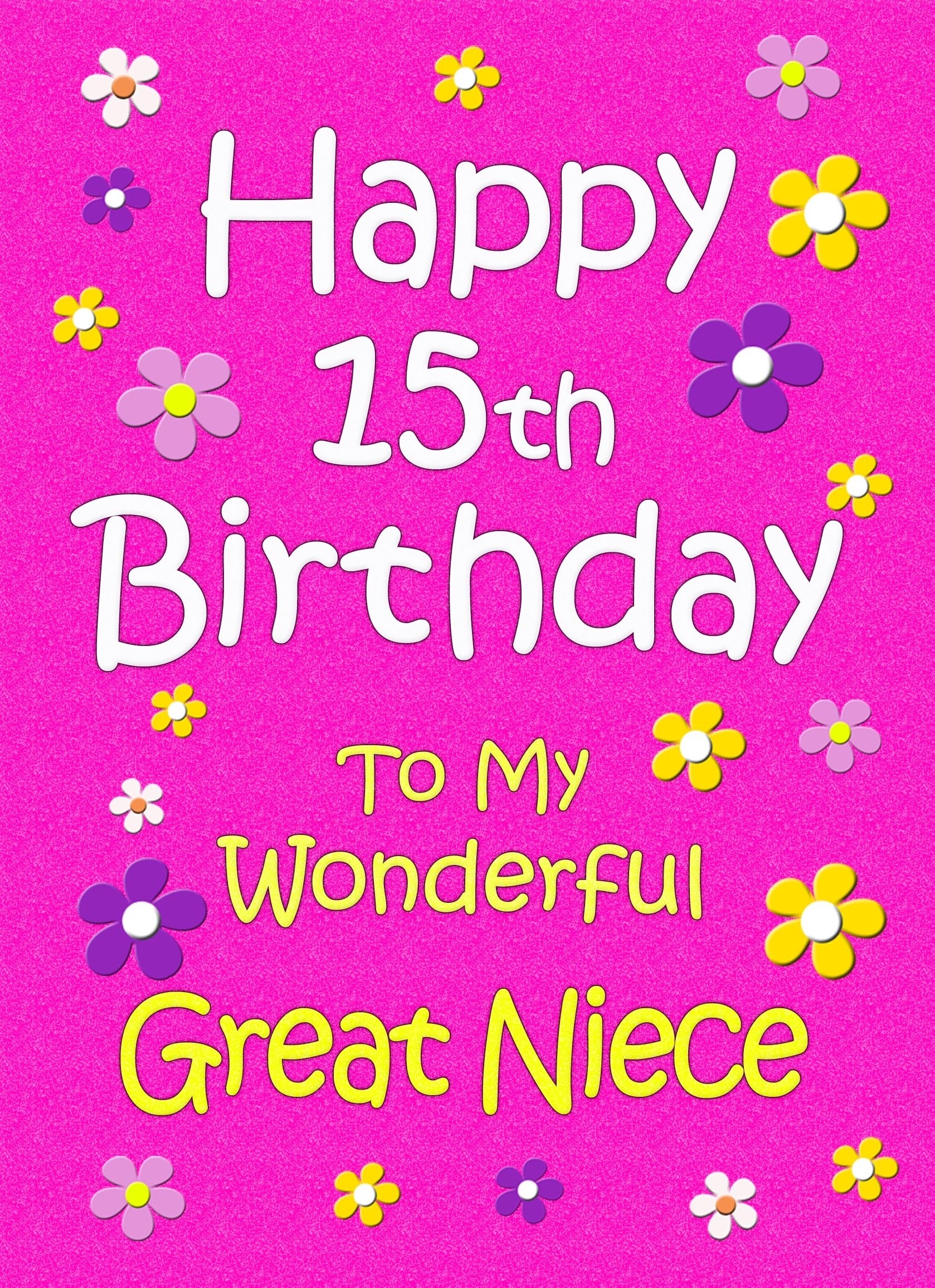 Great Niece 15th Birthday Card (Pink)