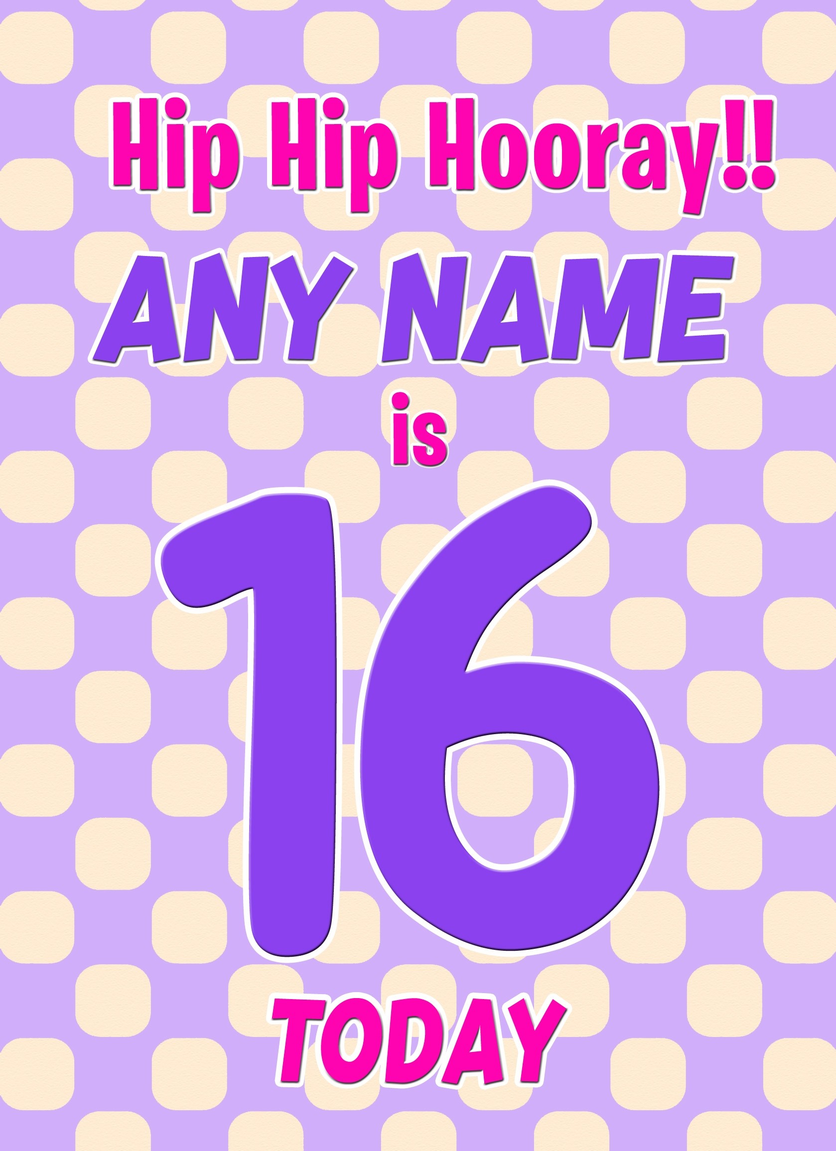Personalised 16 Today Birthday Card (Purple)