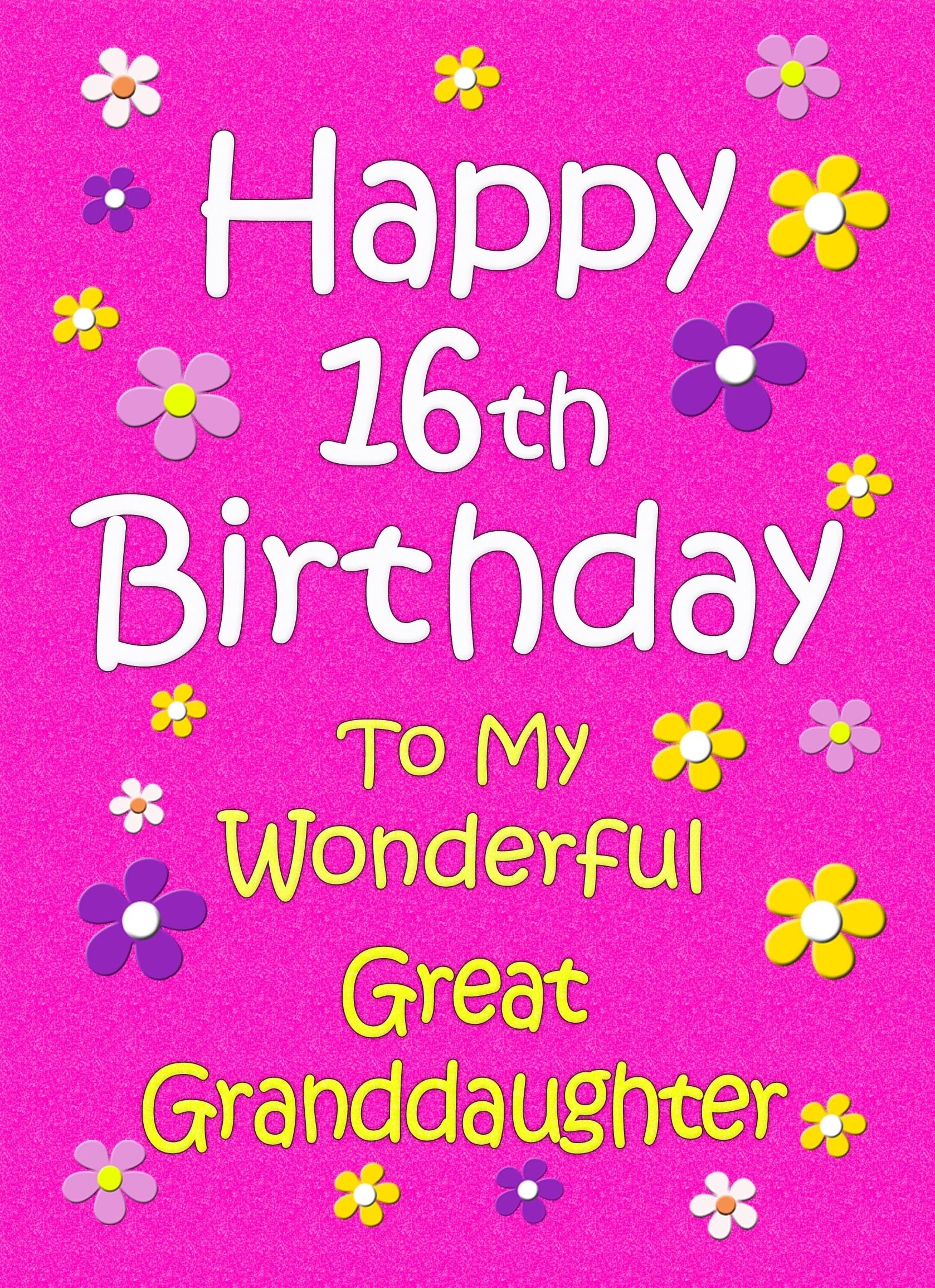 Great Granddaughter 16th Birthday Card (Pink)