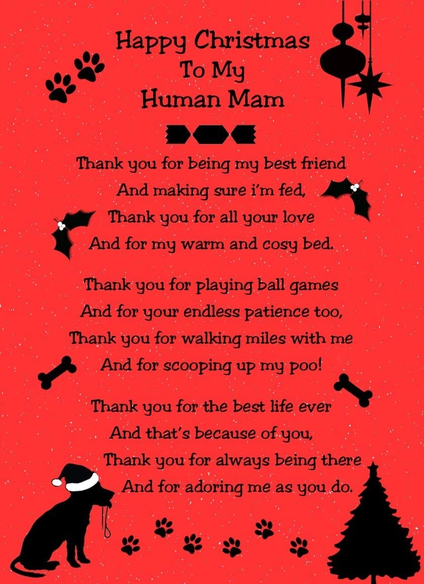 from The Dog Verse Poem Christmas Card (Red, Happy Christmas, Human Mam)