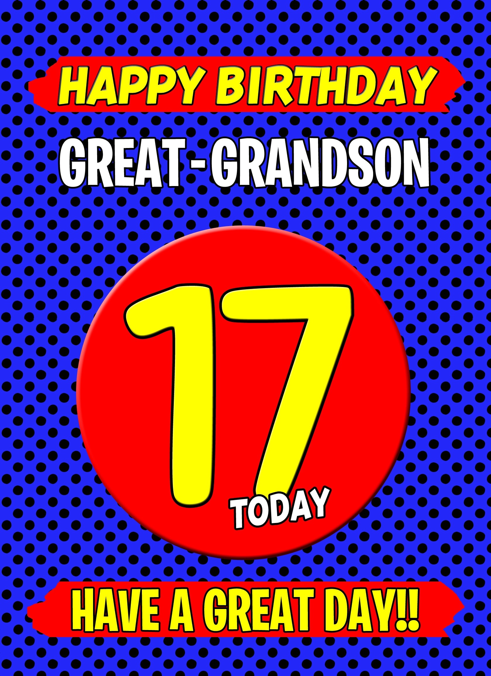 Great Grandson 17th Birthday Card (Blue)