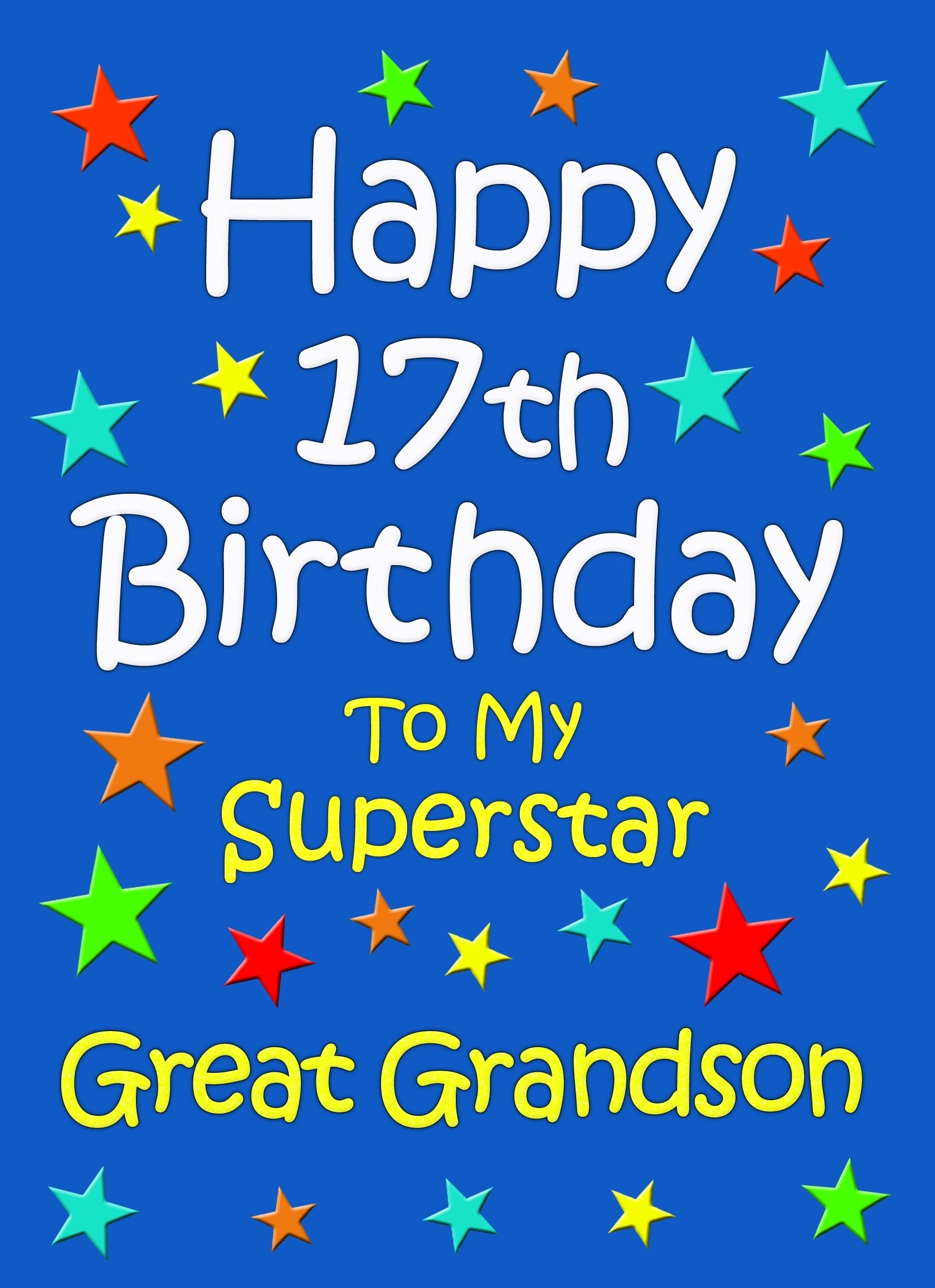 Great Grandson 17th Birthday Card (Blue)