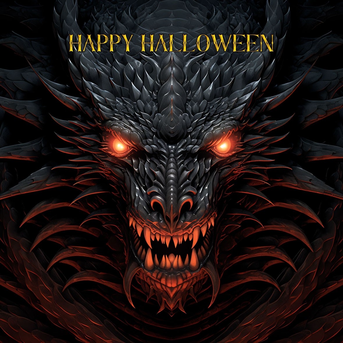 Gothic Fantasy Dragon Halloween Square Card (Design 17)