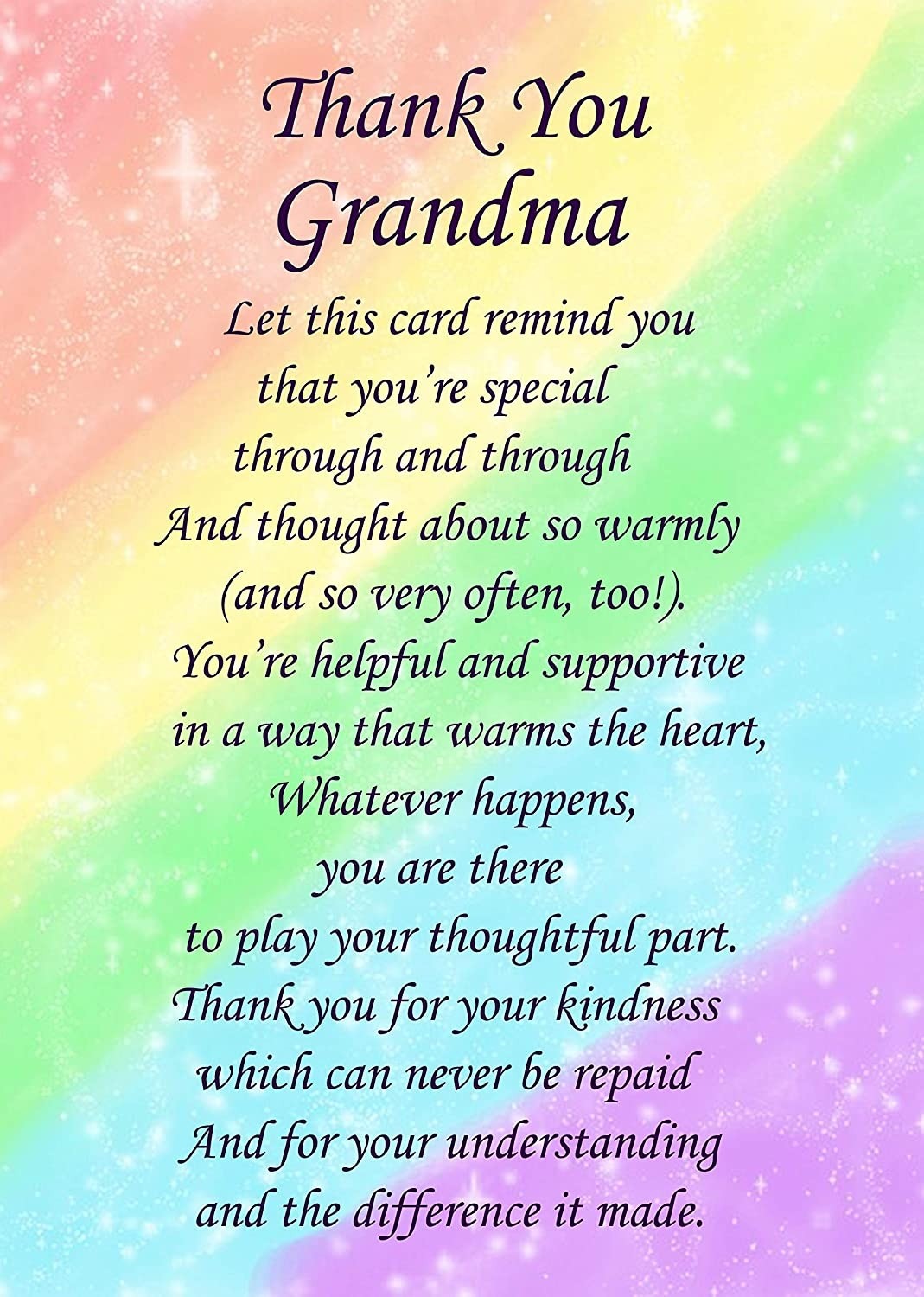 Thank You Grandma Poem Verse Greeting Card