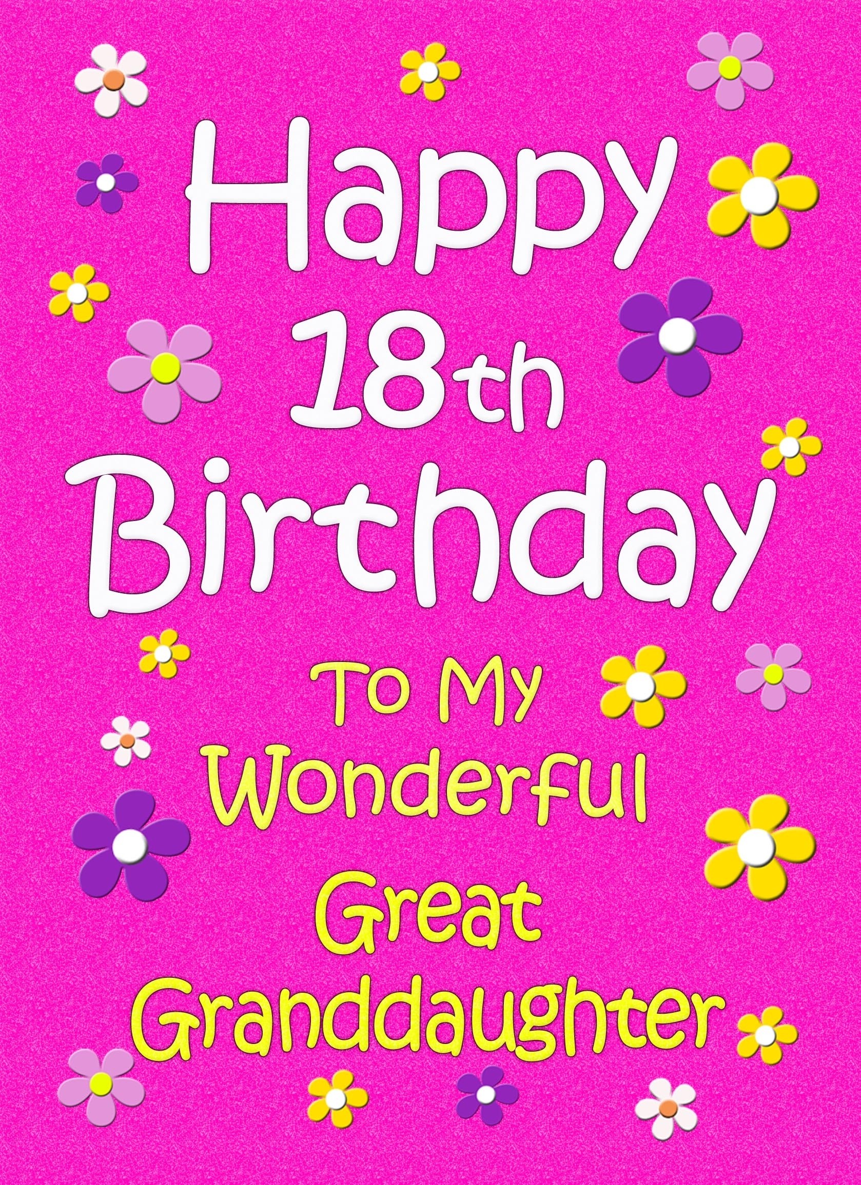 Great Granddaughter 18th Birthday Card (Pink)