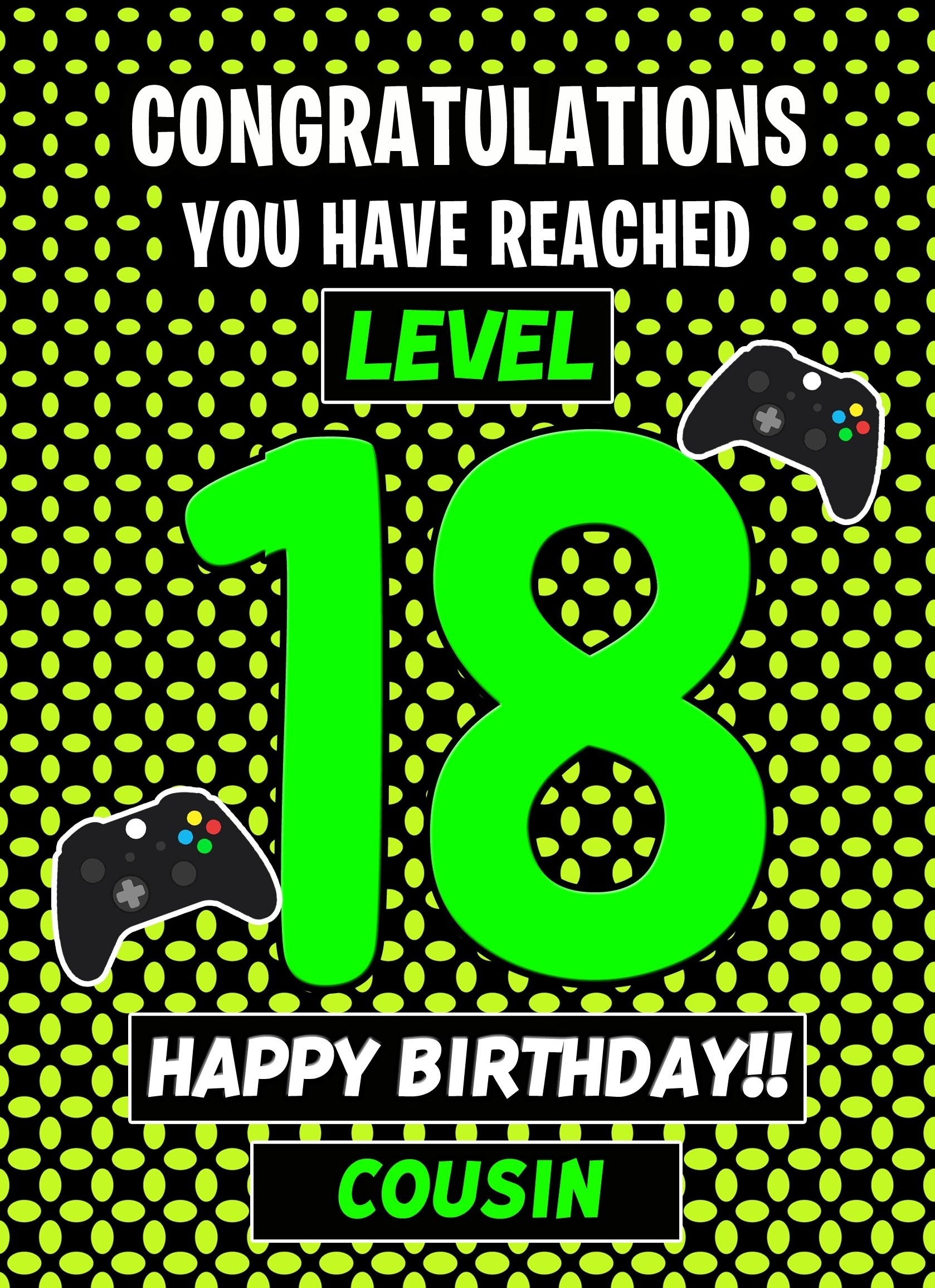 Cousin 18th Birthday Card (Level Up Gamer)