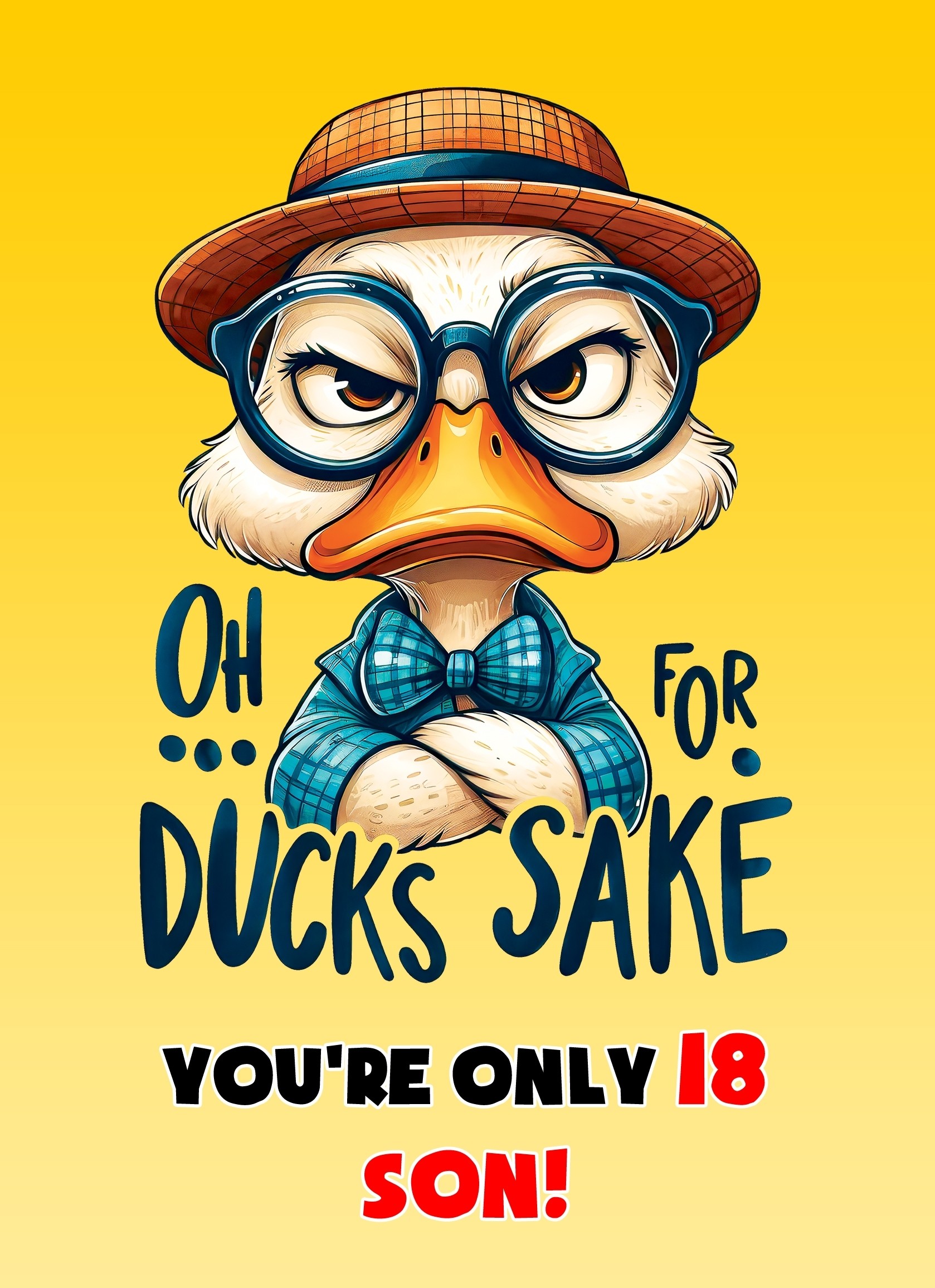 Son 18th Birthday Card (Funny Duck Humour)