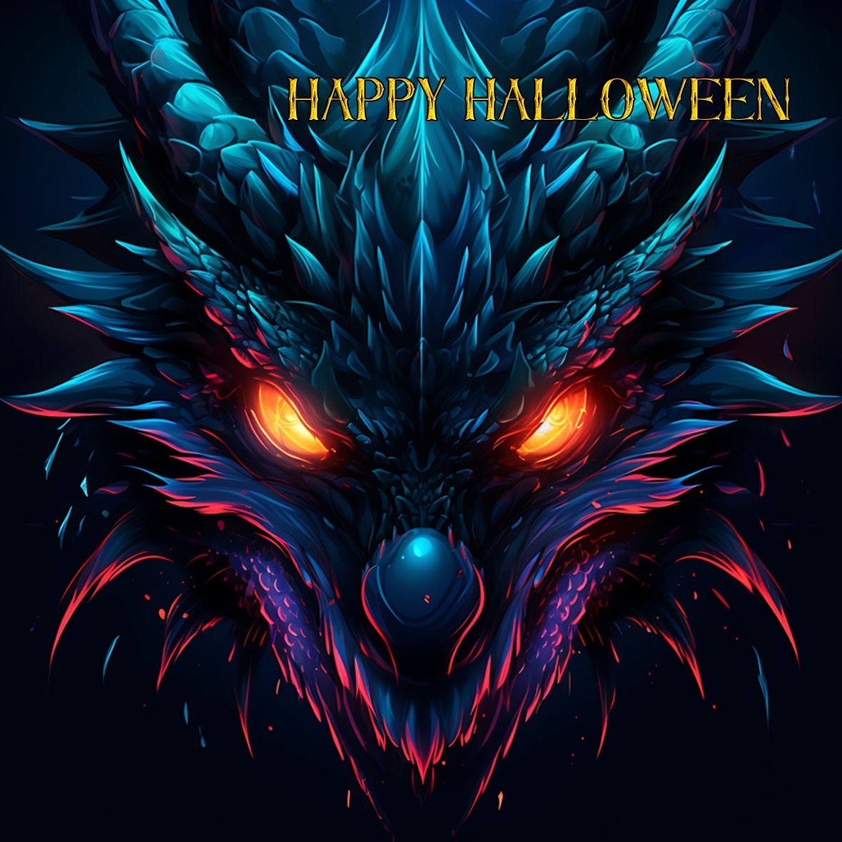 Gothic Fantasy Dragon Halloween Square Card (Design 18)