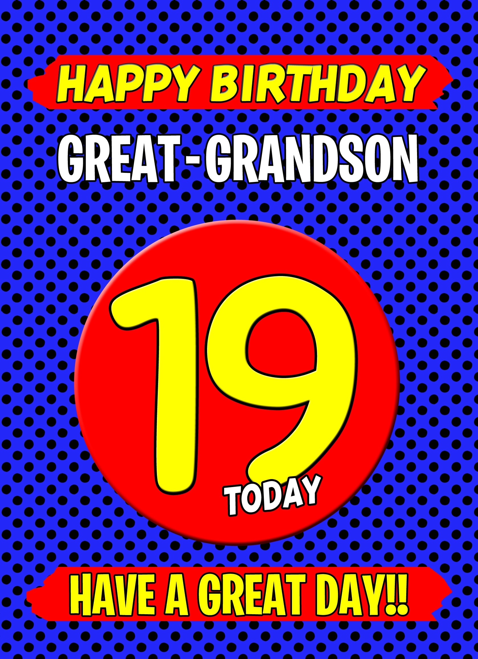 Great Grandson 19th Birthday Card (Blue)