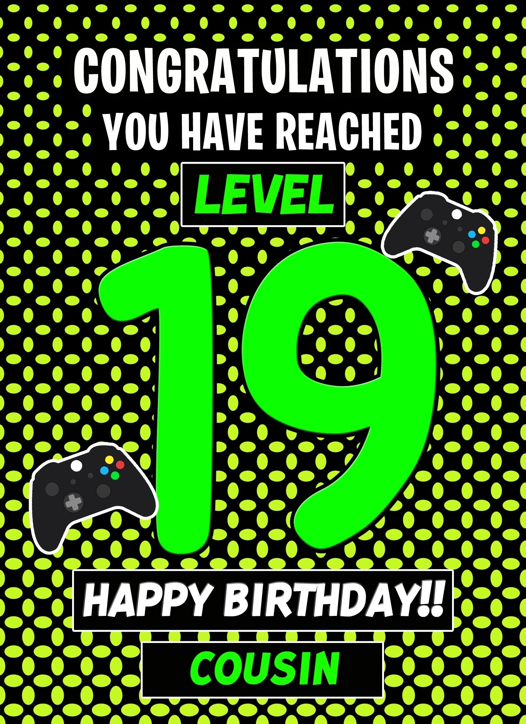 Cousin 19th Birthday Card (Level Up Gamer)