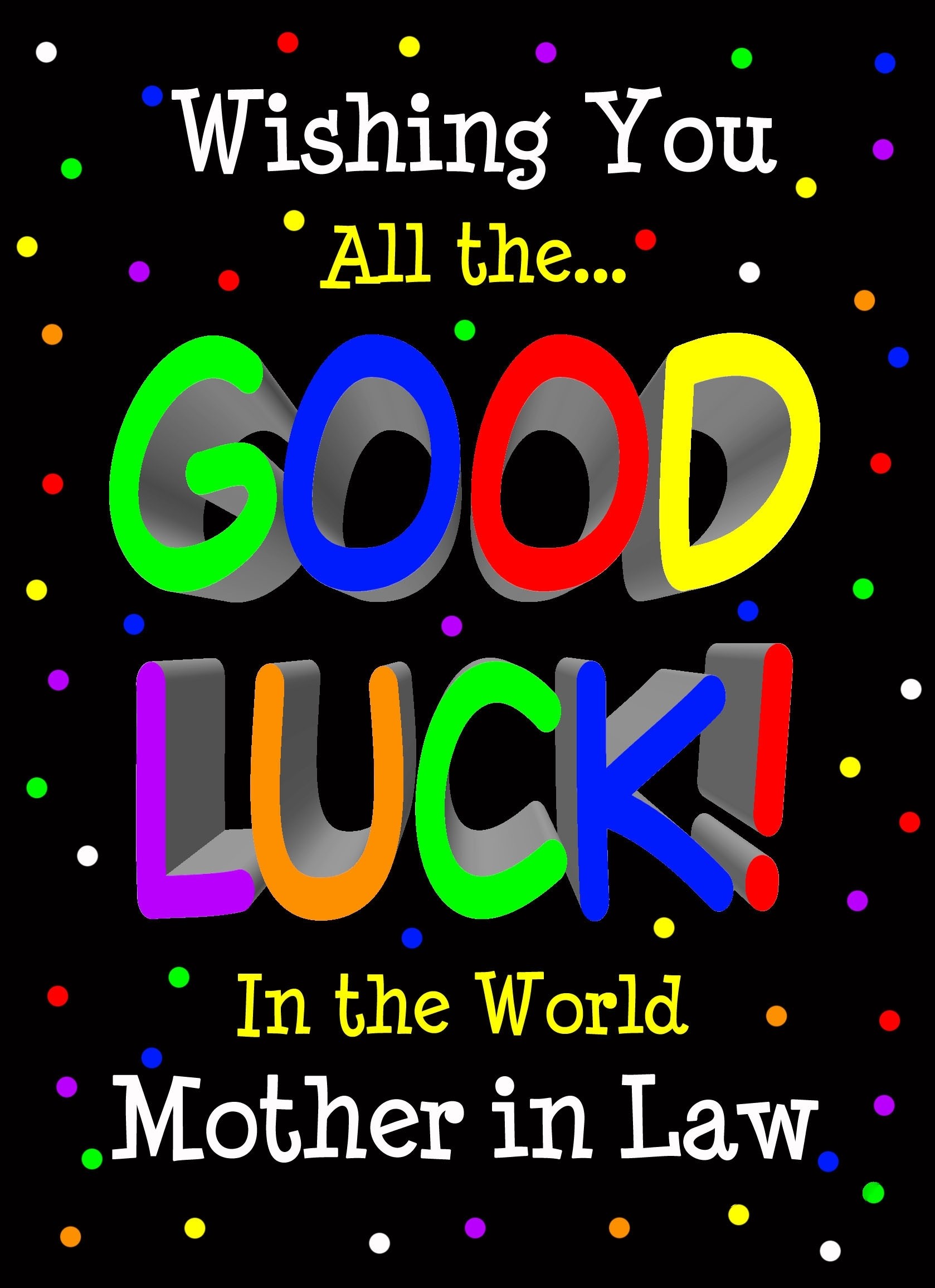 Good Luck Card for Mother in Law (Black) 