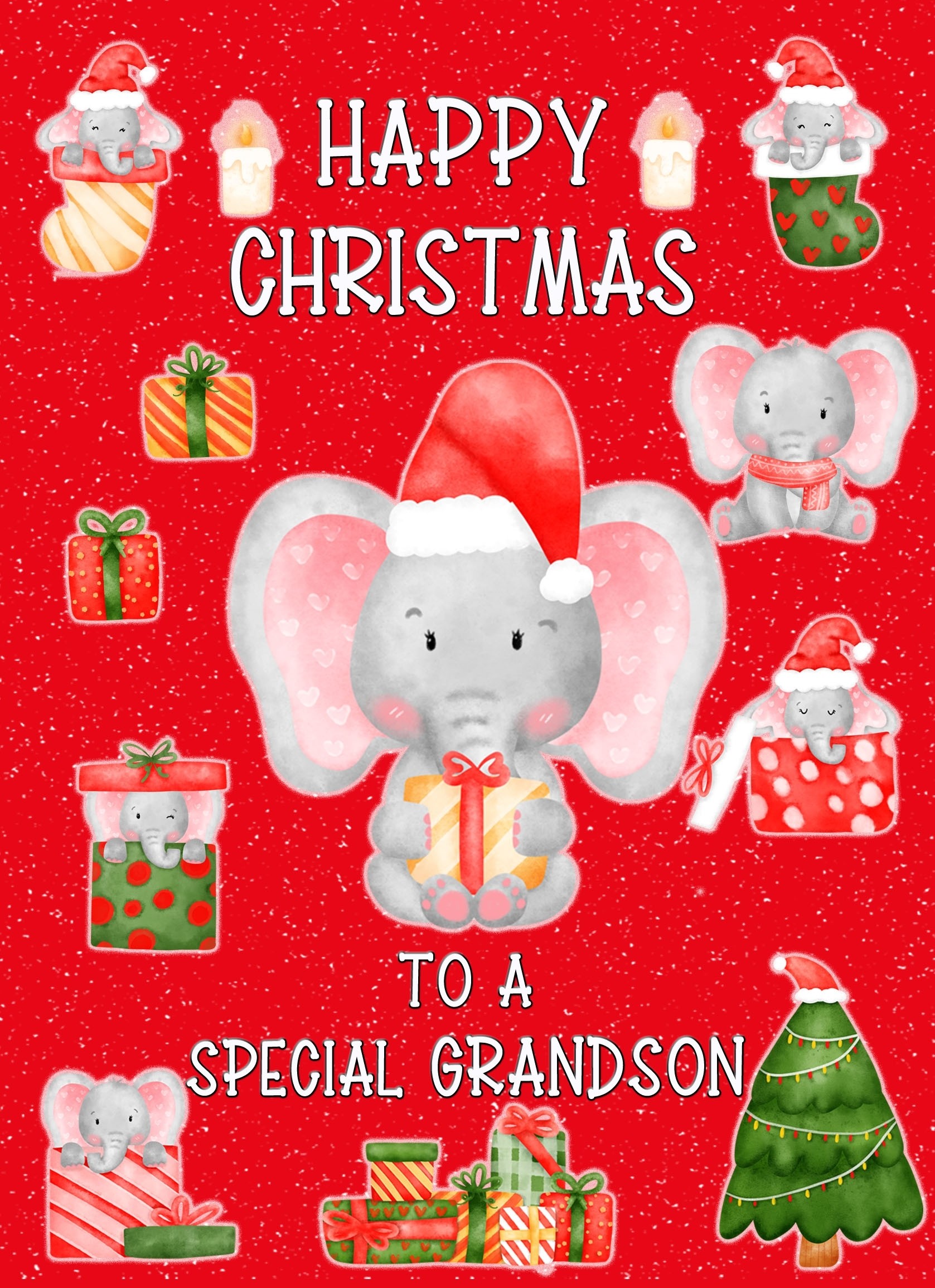 Christmas Card For Special Grandson (Red)