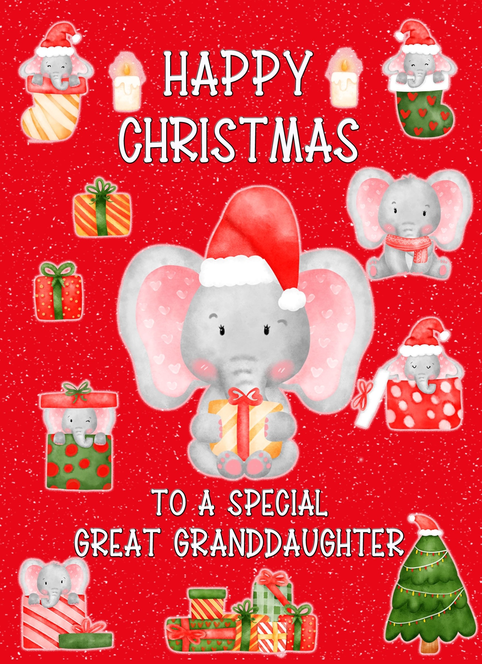 Christmas Card For Special Great Granddaughter (Red)