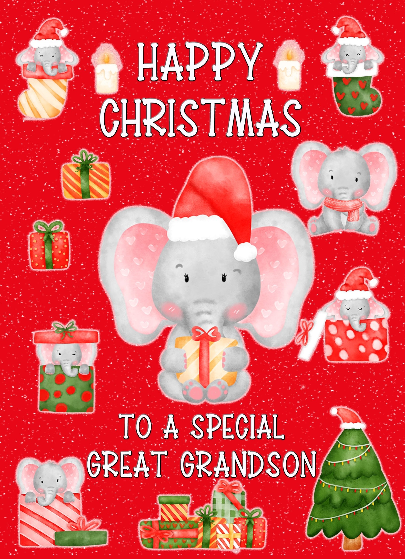 Christmas Card For Special Great Grandson (Red)