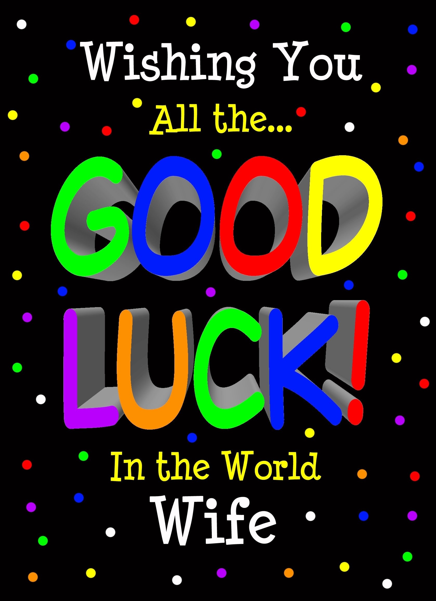Good Luck Card for Wife (Black) 