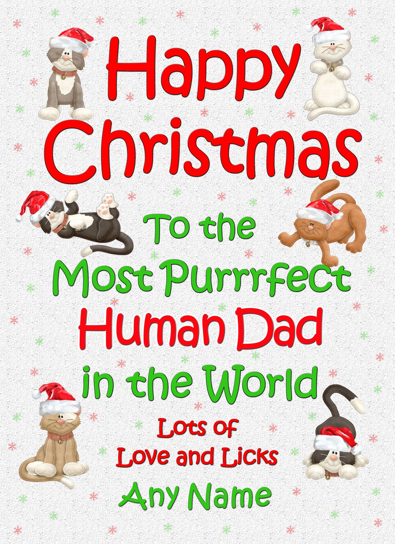 Personalised From the Cat Christmas Card (Human Dad, White)