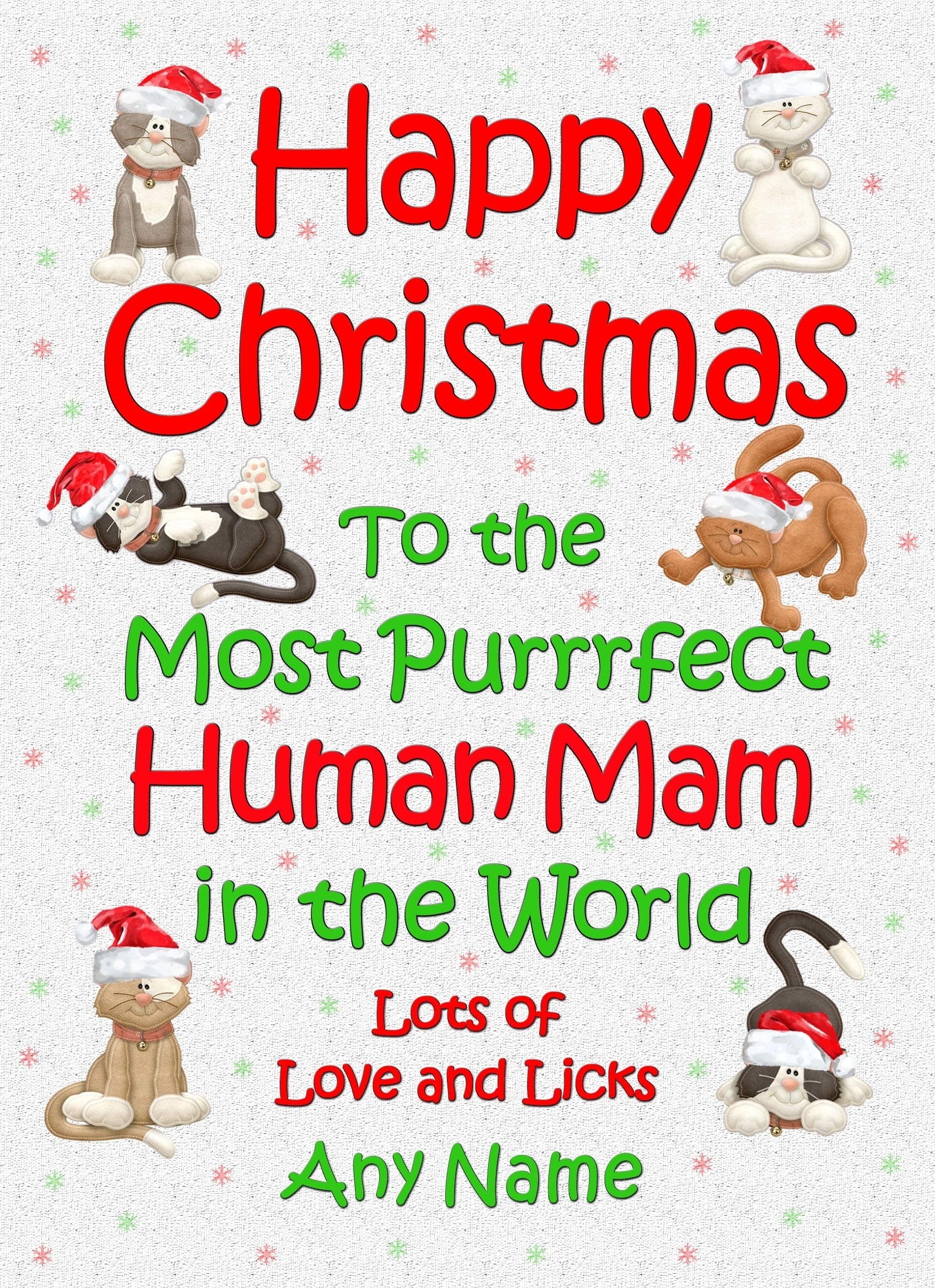 Personalised From the Cat Christmas Card (Human Mam, White)