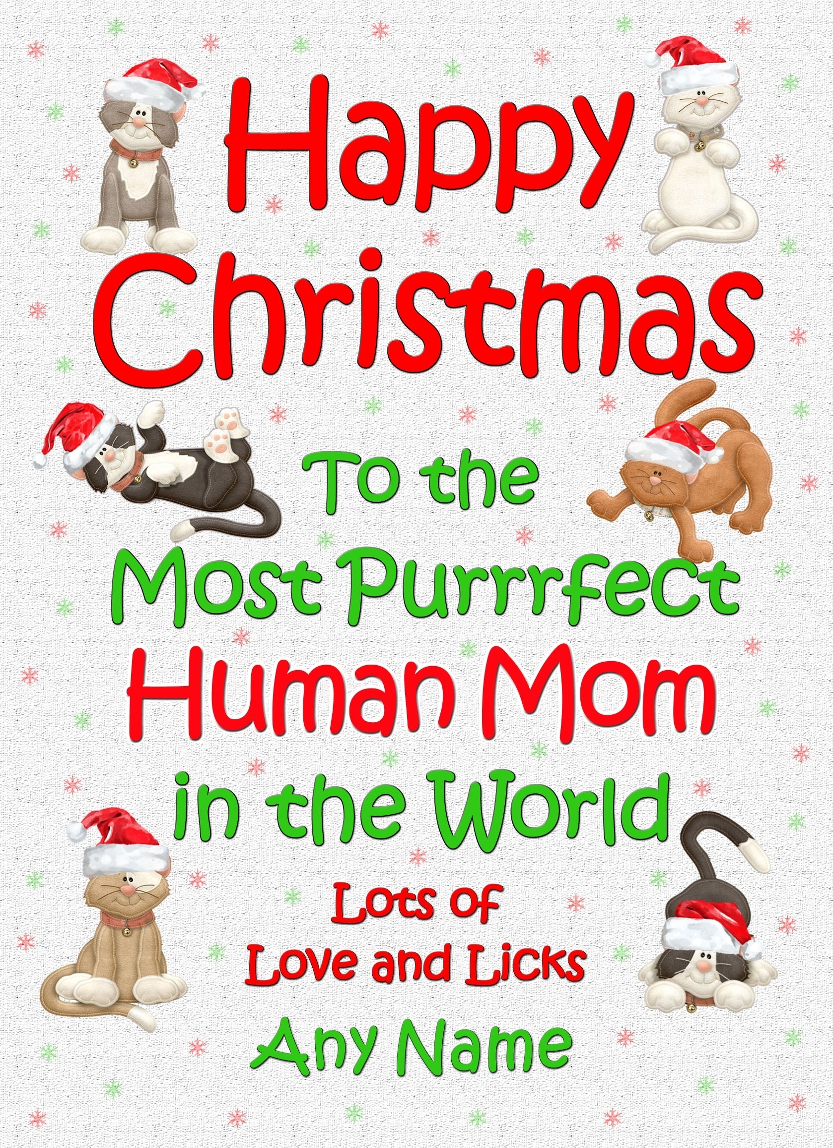 Personalised From the Cat Christmas Card (Human Mom, White)