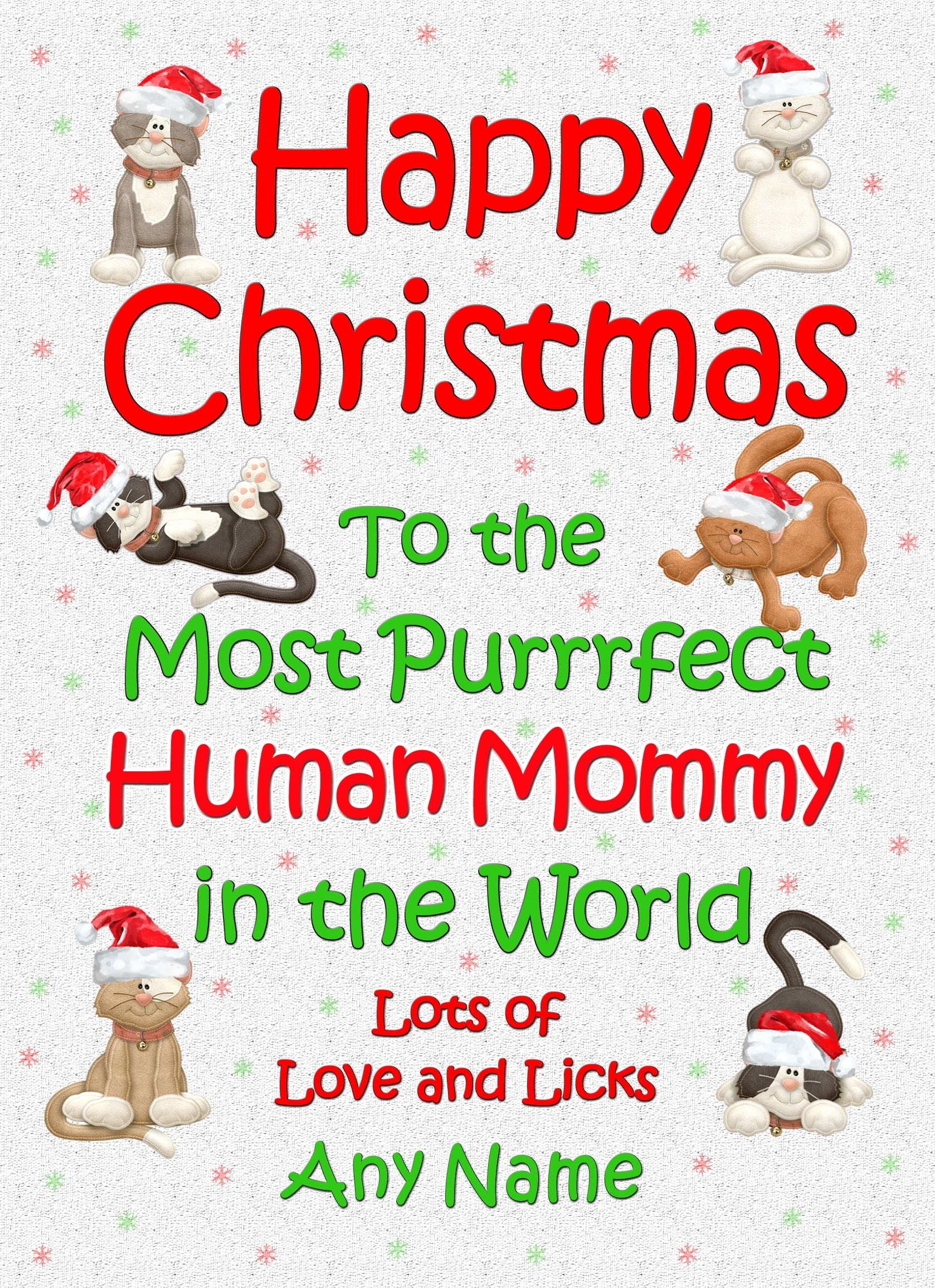 Personalised From the Cat Christmas Card (Human Mommy, White)