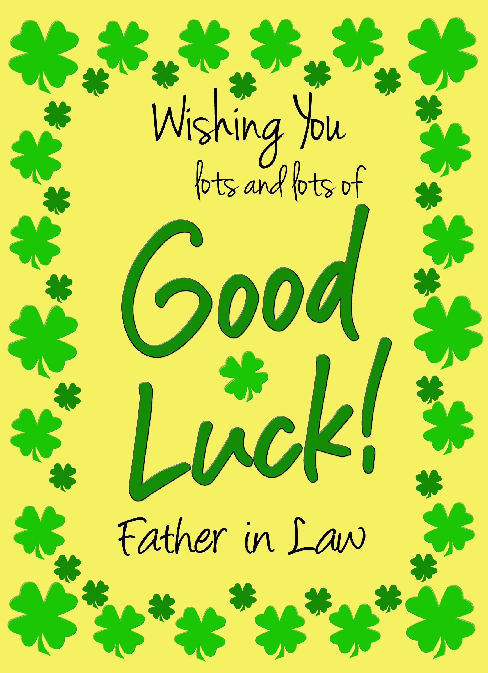 Good Luck Card for Father in Law (Yellow) 