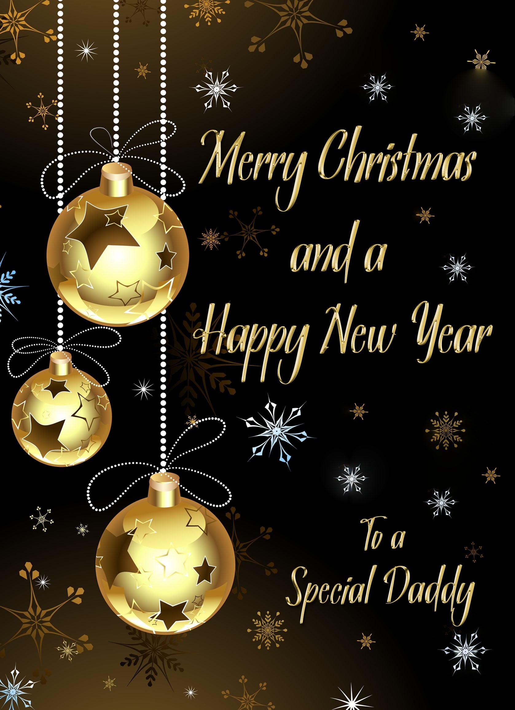 Christmas New Year Card For Daddy (Black and Gold)