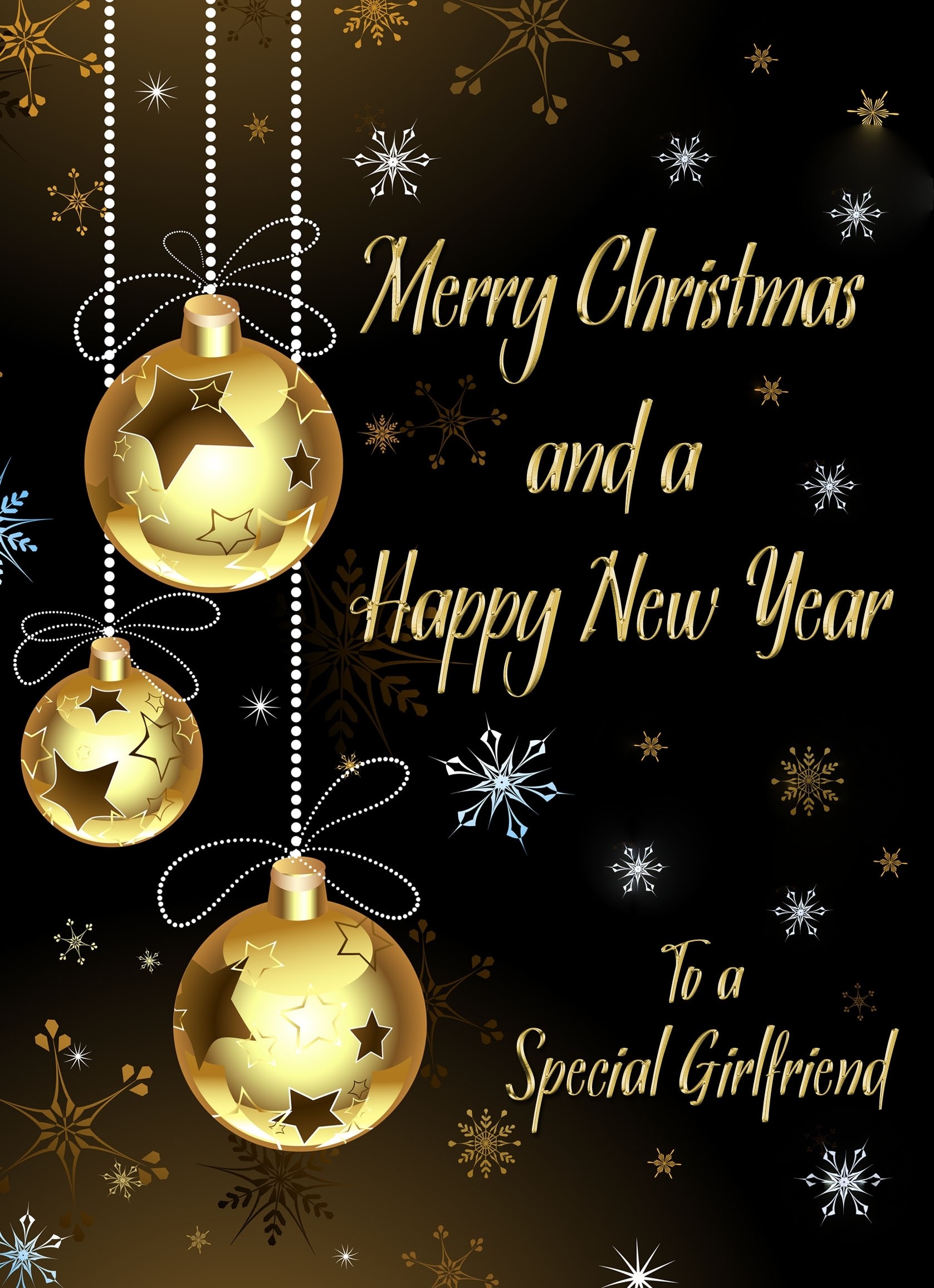 Christmas New Year Card For Girlfriend (Black and Gold)