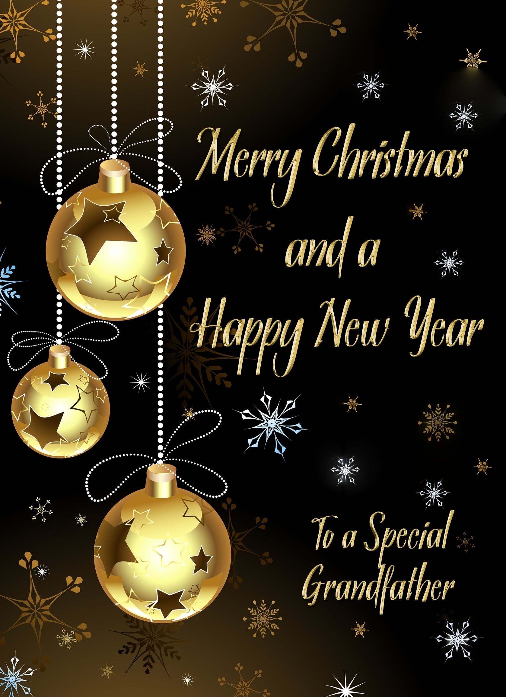 Christmas New Year Card For Grandfather (Black and Gold)