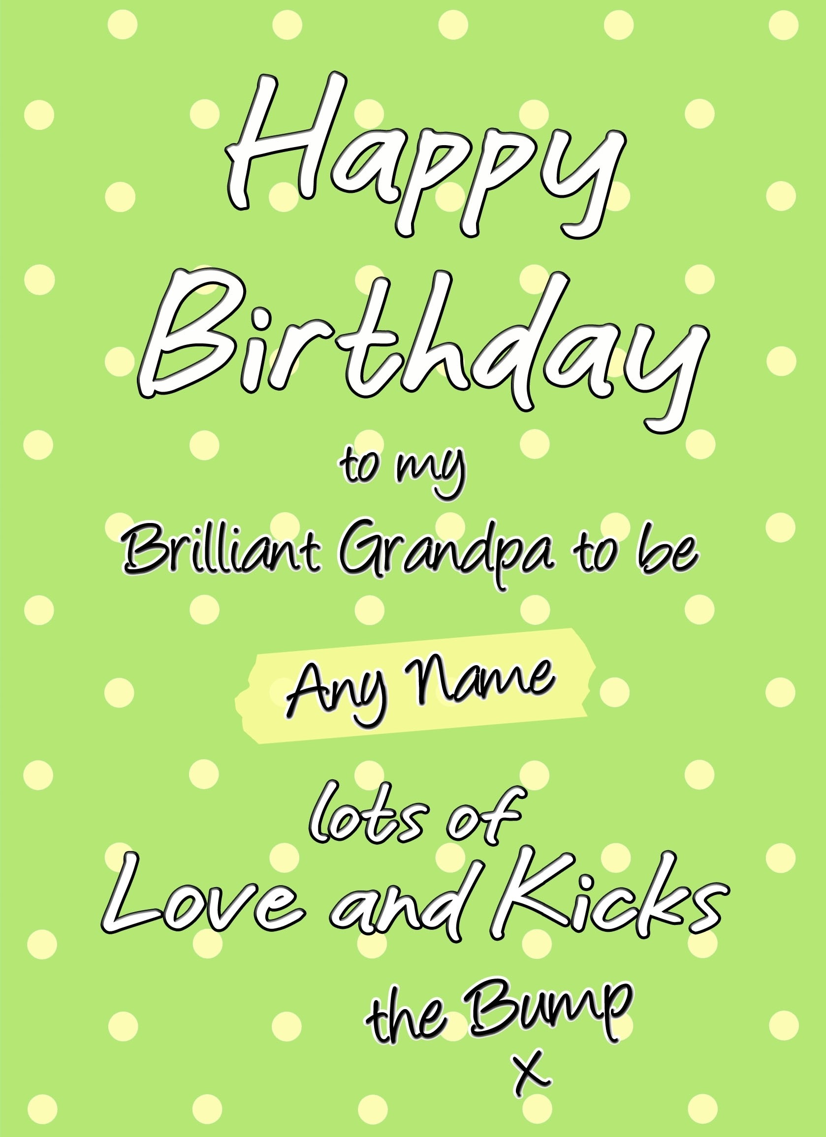 Personalised From The Bump Pregnancy Birthday Card (Grandpa, Green)