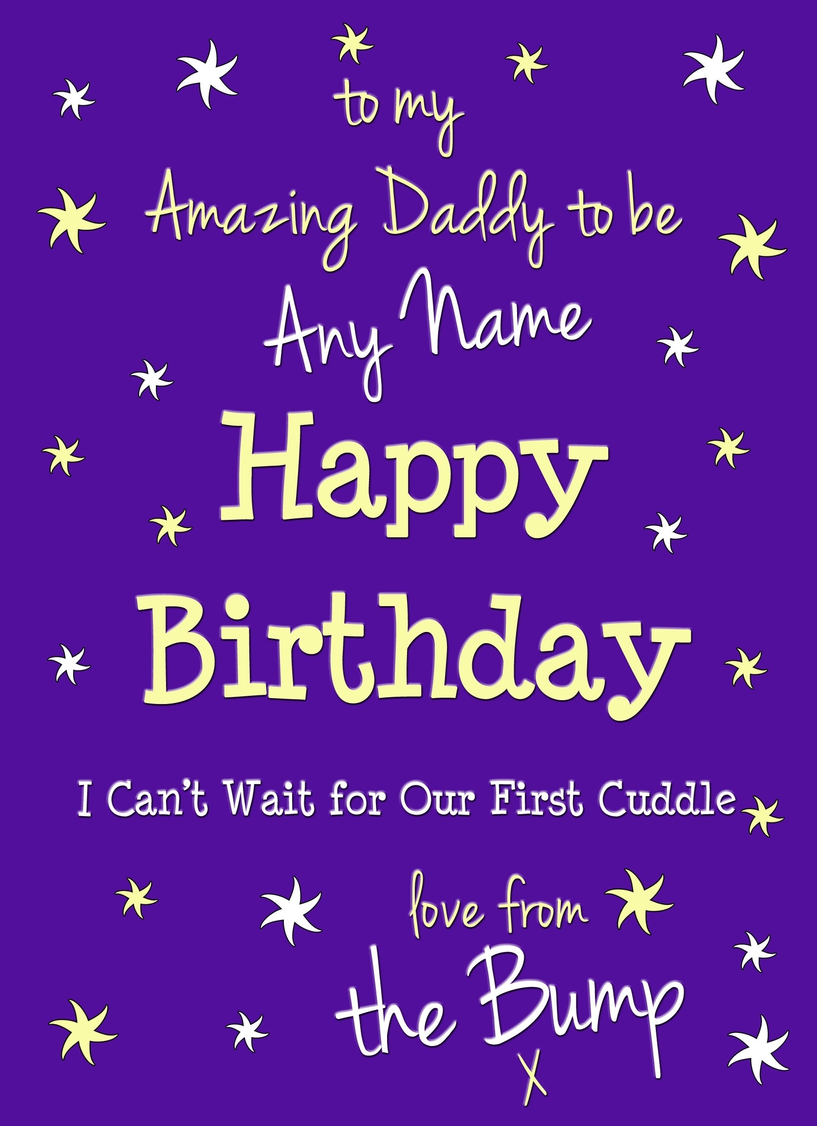 Personalised From The Bump Pregnancy Birthday Card (Daddy, Purple)