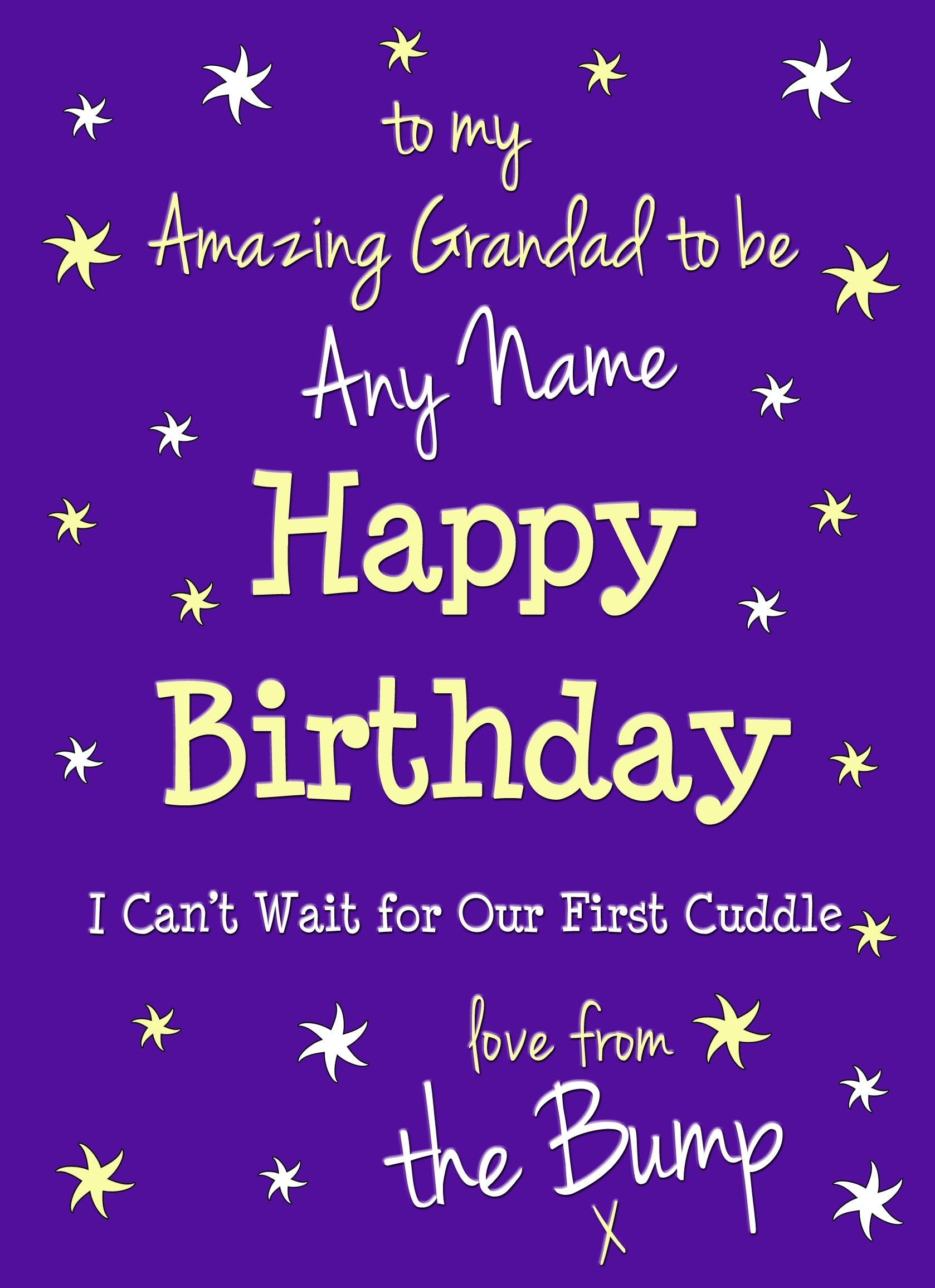 Personalised From The Bump Pregnancy Birthday Card (Grandad, Purple)