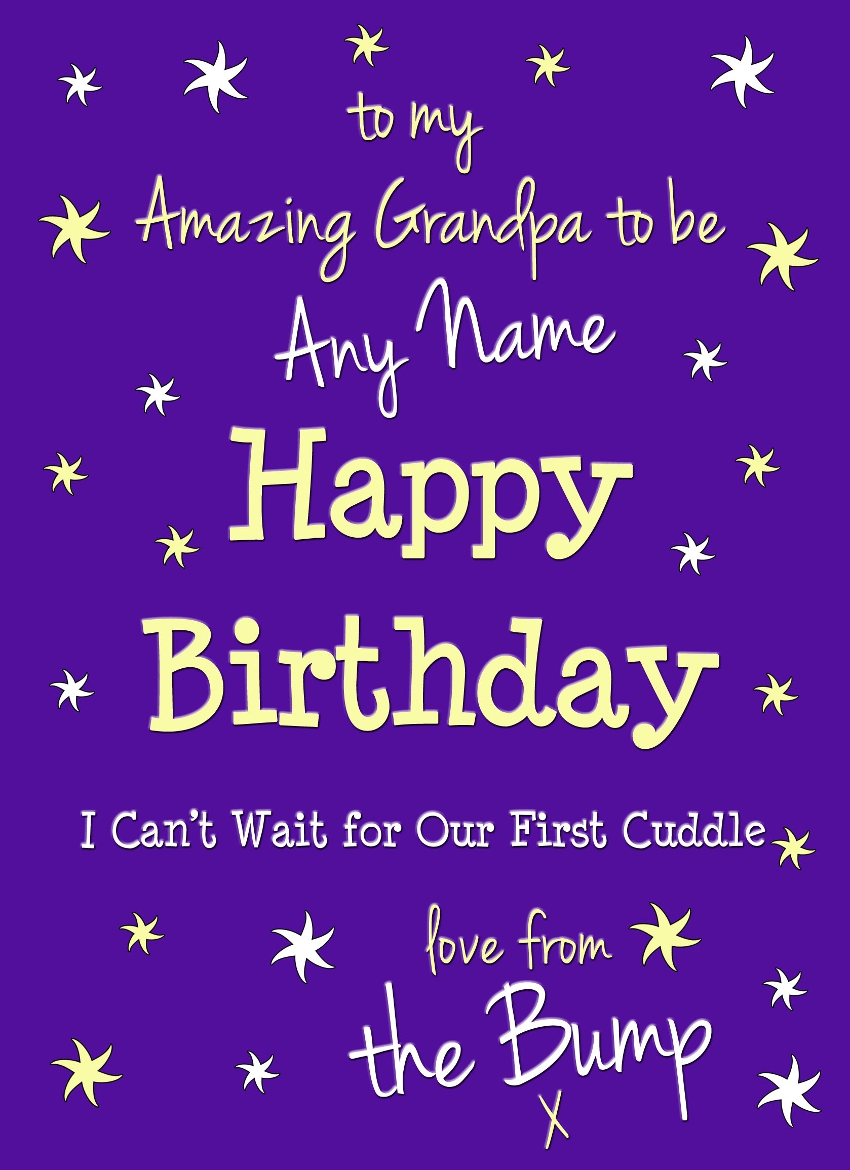 Personalised From The Bump Pregnancy Birthday Card (Grandpa, Purple)