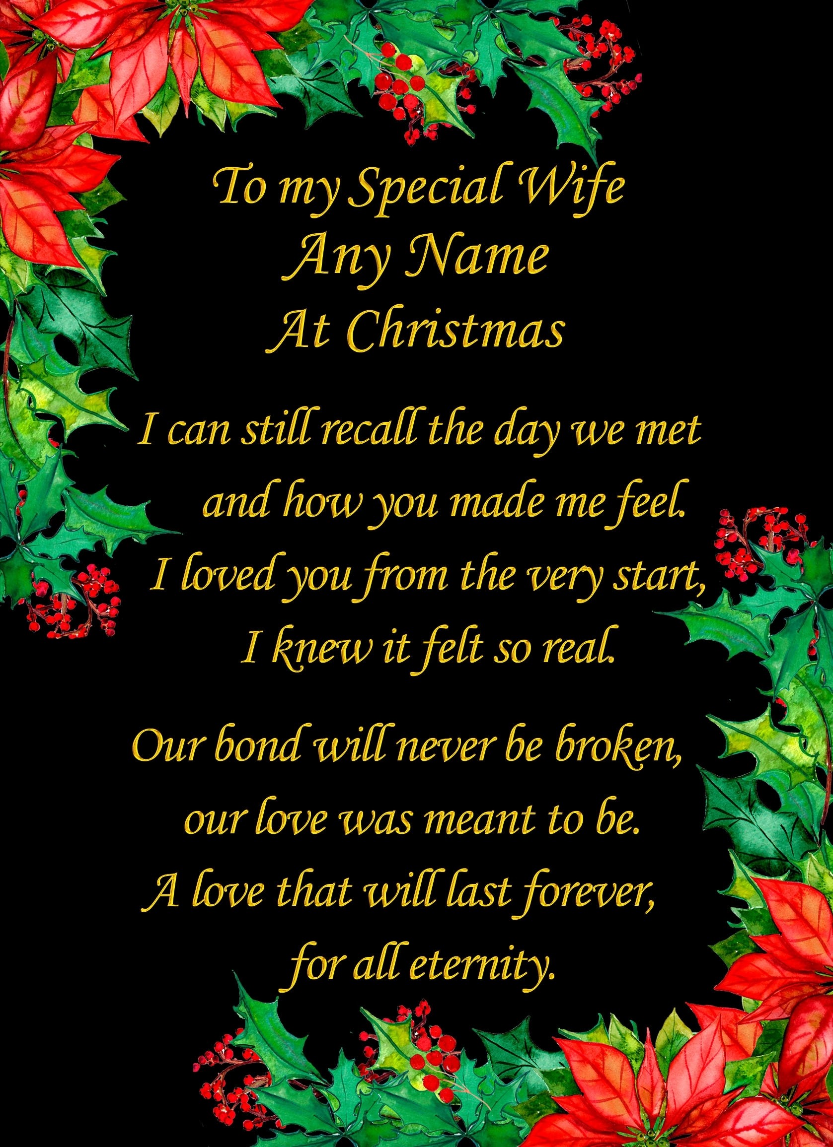 Personalised Christmas Card For Wife